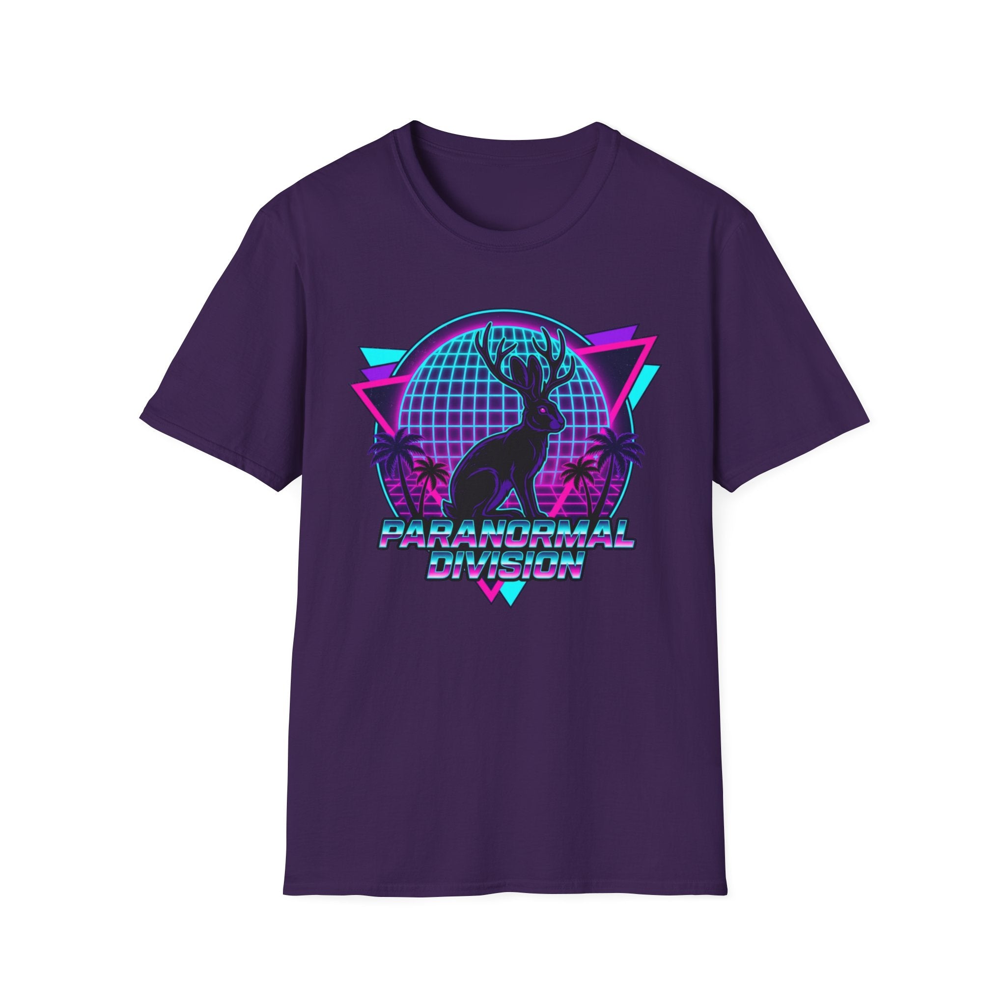 Retro Neon Jackalope T-Shirt — Paranormal Division Vaporwave Tee