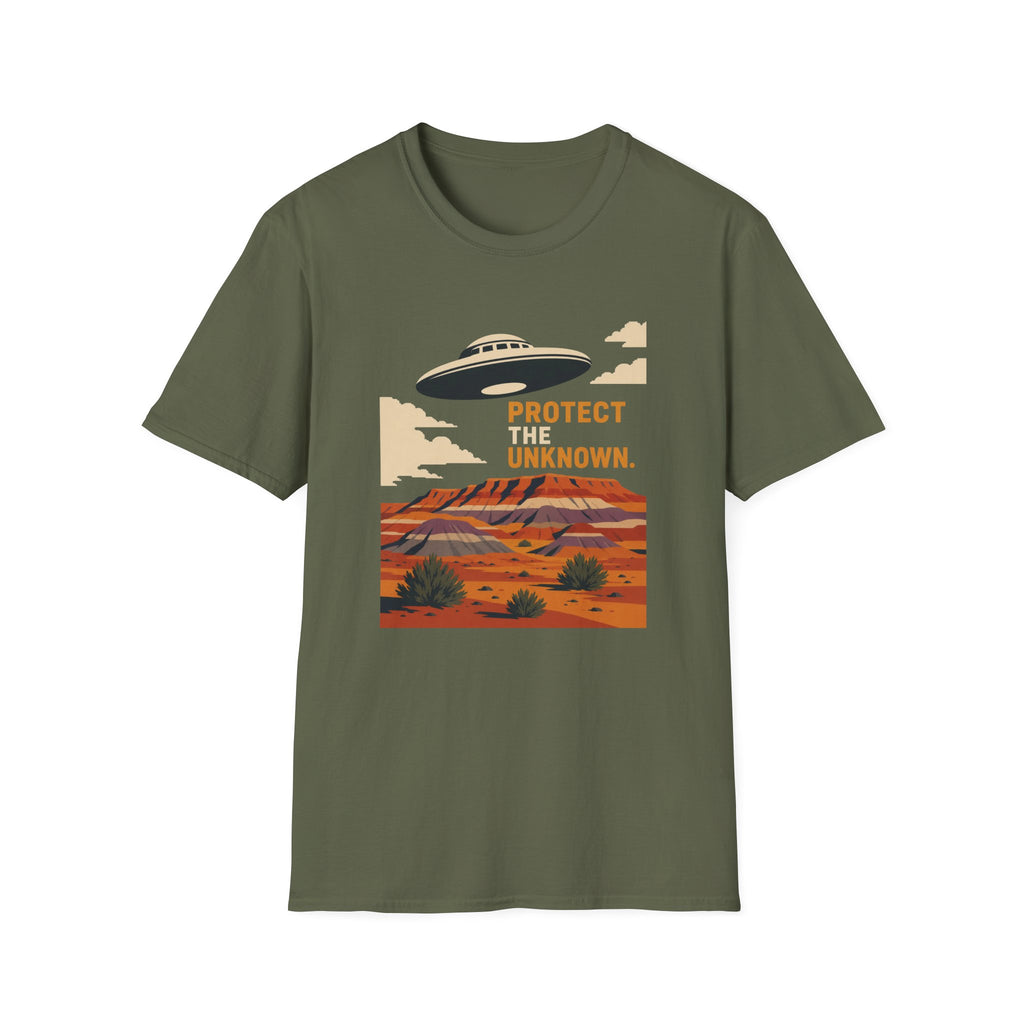 Protect the Unknown UFO T-Shirt — Retro Desert Alien Graphic Tee
