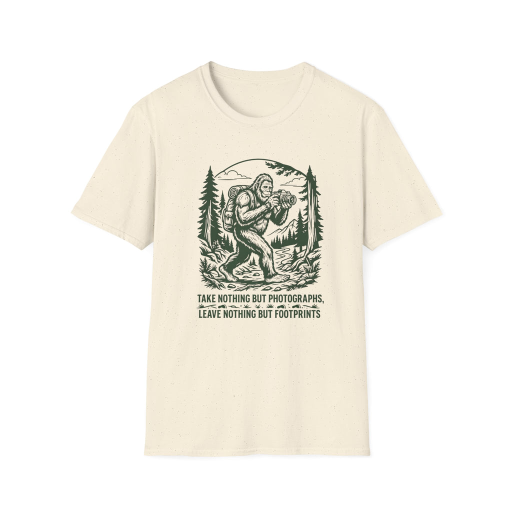 Sasquatch Photographer T-Shirt — “Take Nothing But Photographs” Outdoor Hiking Shirt