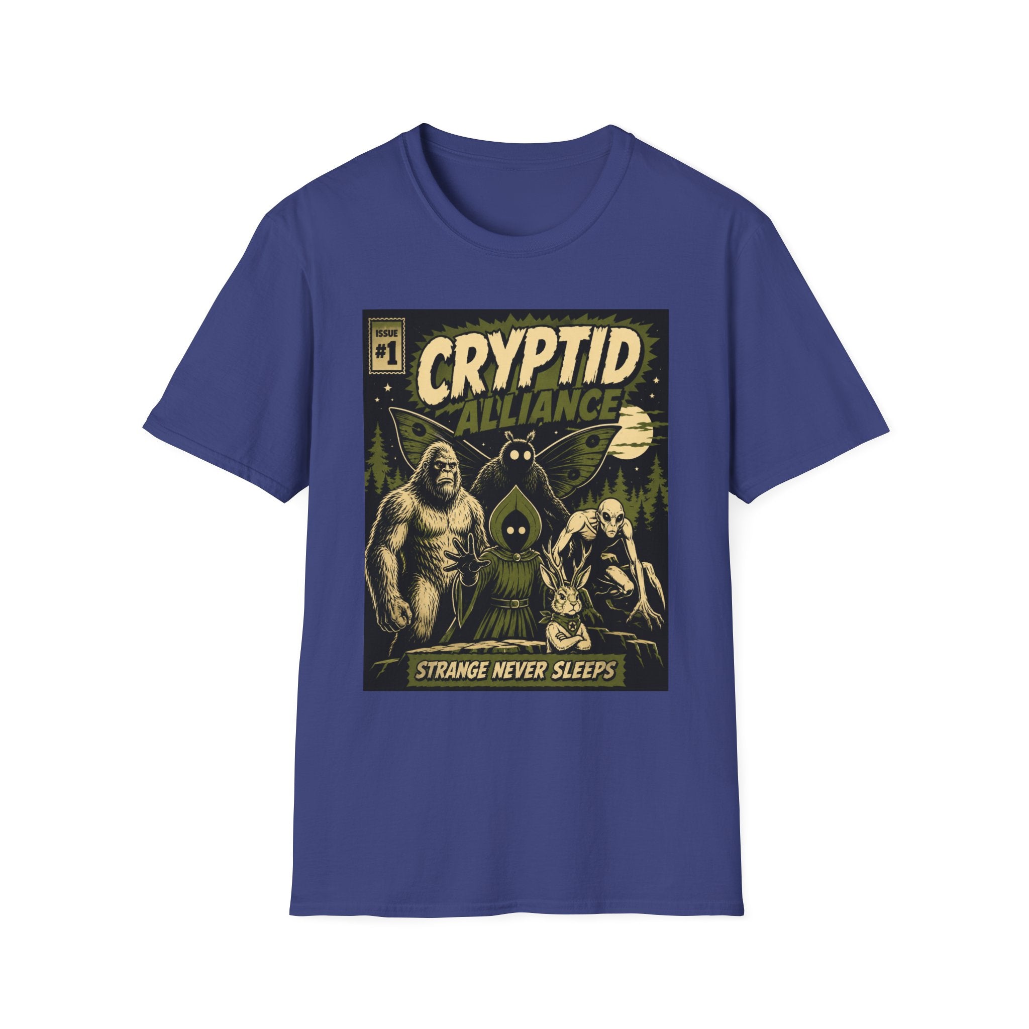 Cryptid Alliance T‑Shirt — Vintage Monster Comic Tee Bigfoot Mothman