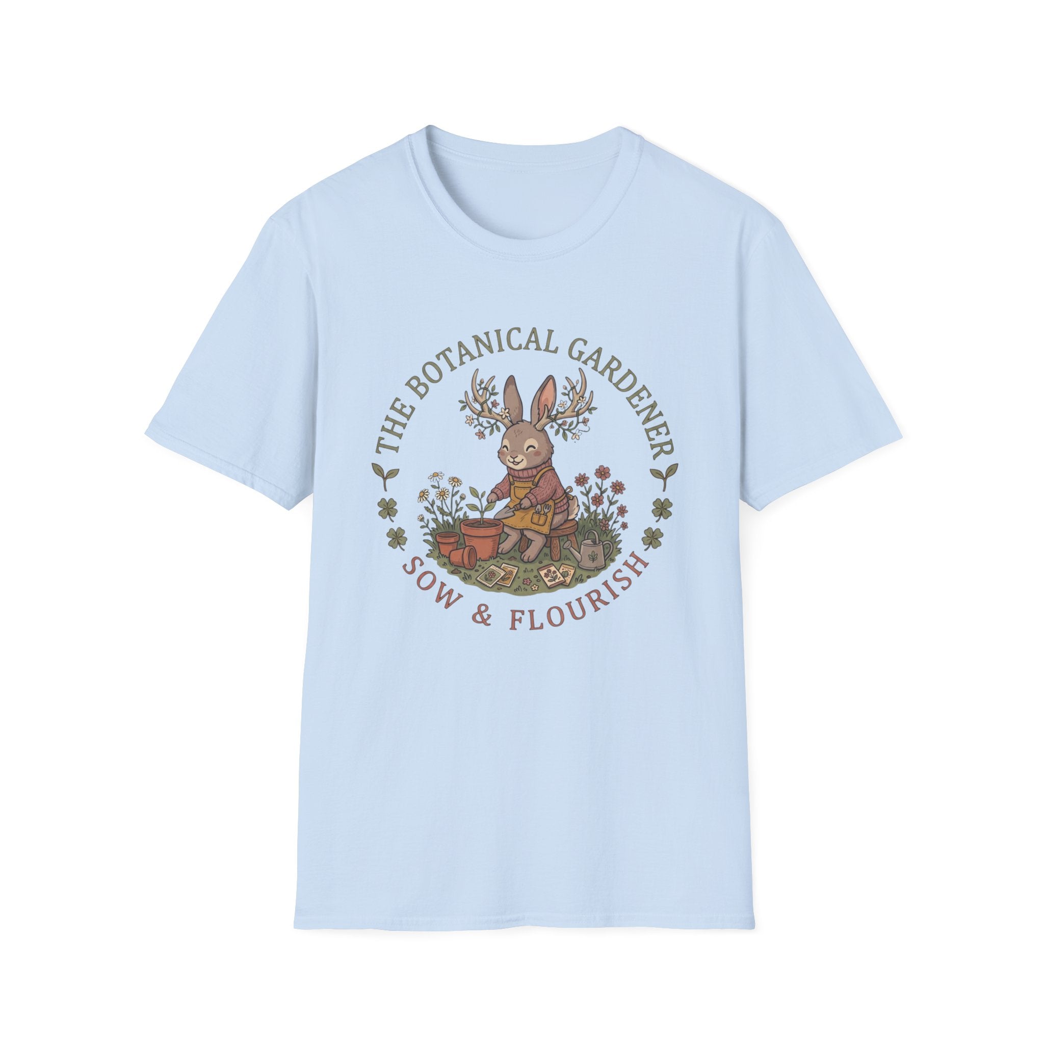 Botanical Gardener Jackalope T-Shirt — Cozy Cottagecore Floral Graphic Tee
