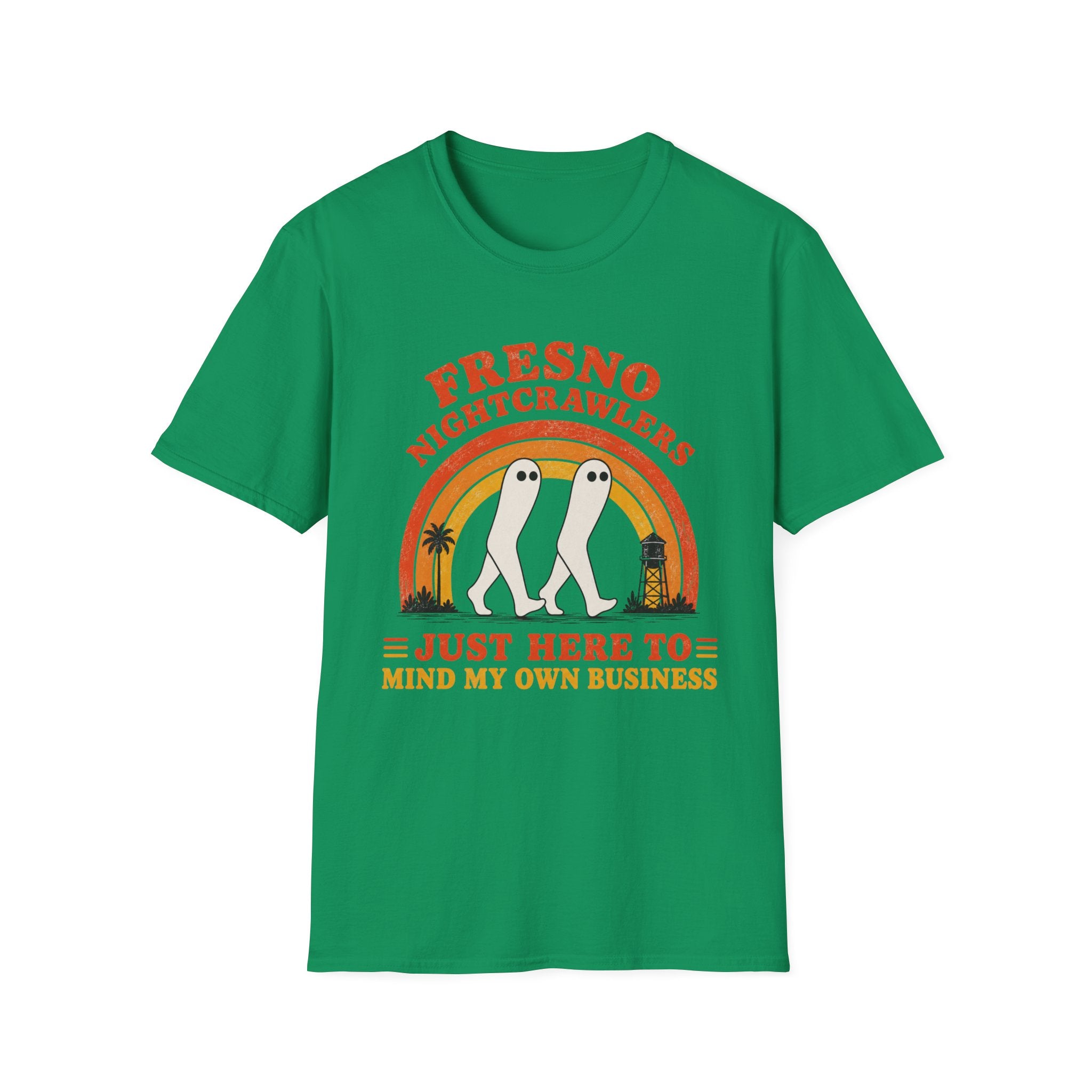 Fresno Nightcrawlers T-Shirt — Retro Cryptid Graphic Tee (“Just Here To Mind My Own Business”)
