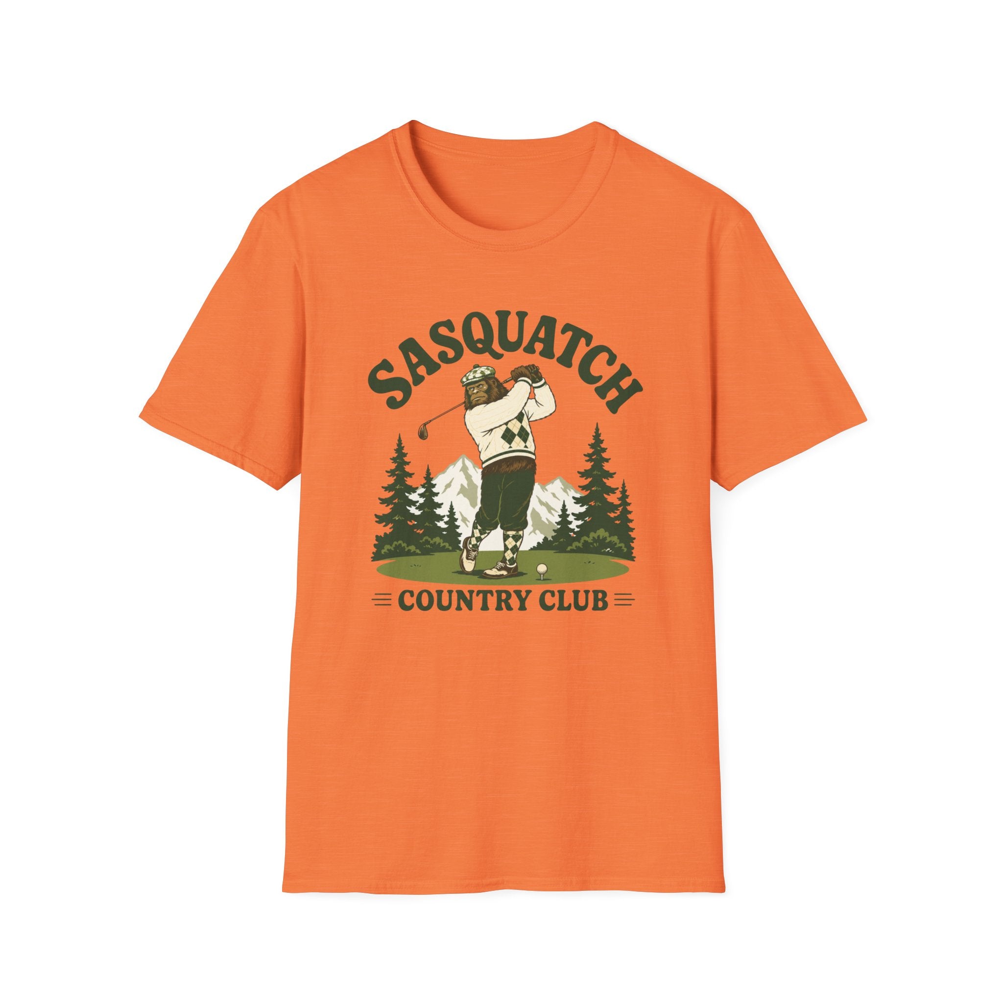 Sasquatch Country Club Golf T-Shirt — Retro 70s Woodland Golfer Tee