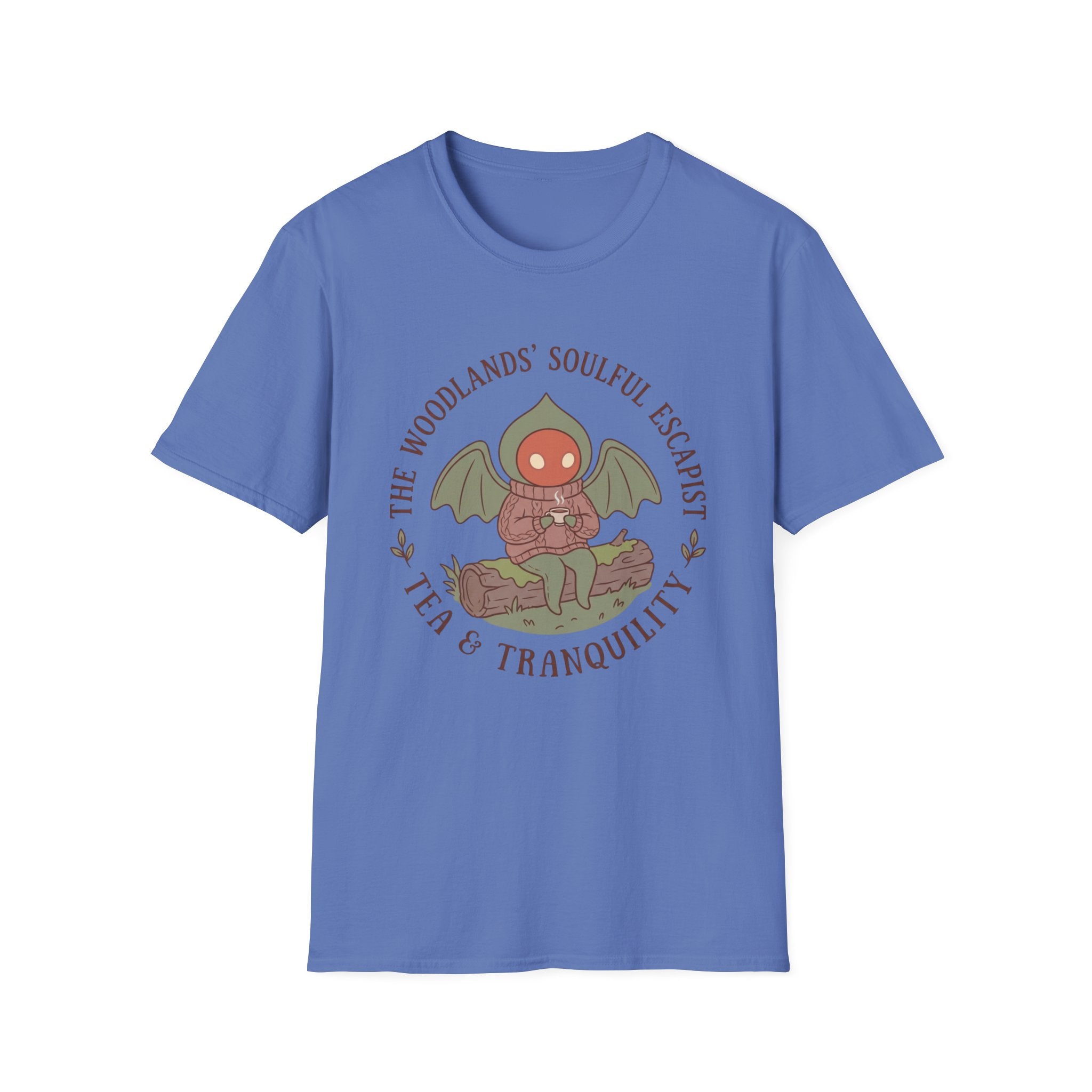 The Woodlands' Soulful Escapist T-Shirt — Cute Flatwoods Monster Tea & Tranquility Graphic