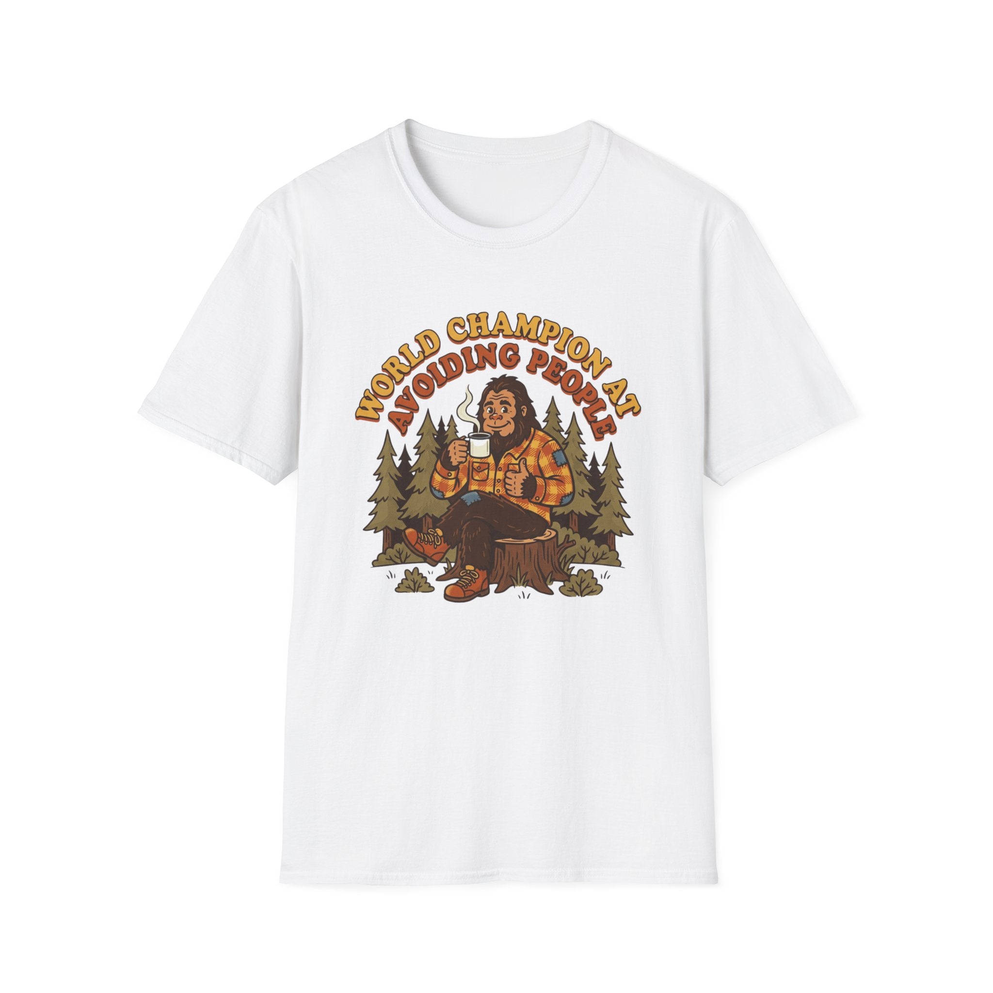 World Champion At Avoiding People T-Shirt — Funny Introvert Bigfoot Graphic Tee