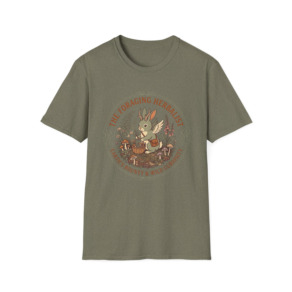Foraging Herbalist T-Shirt — Cute Jackalope & Wildflower Nature Tee