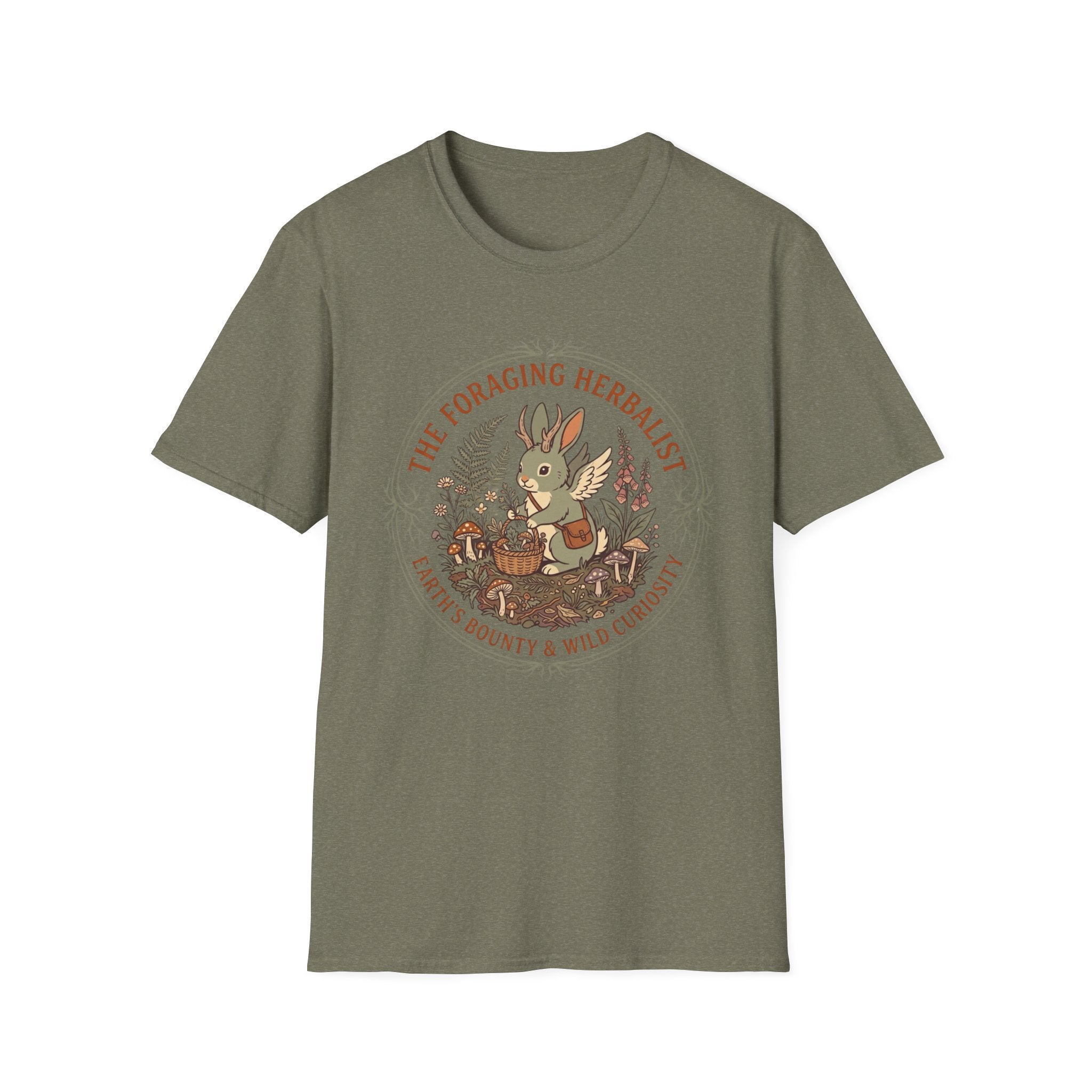 Foraging Herbalist T-Shirt — Cute Jackalope & Wildflower Nature Tee