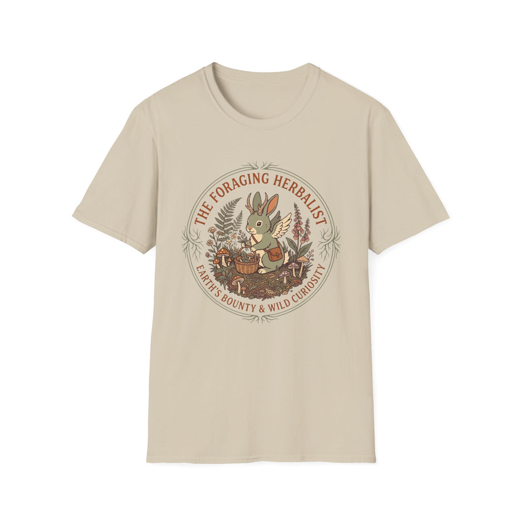 Foraging Herbalist T-Shirt — Cute Jackalope & Wildflower Nature Tee
