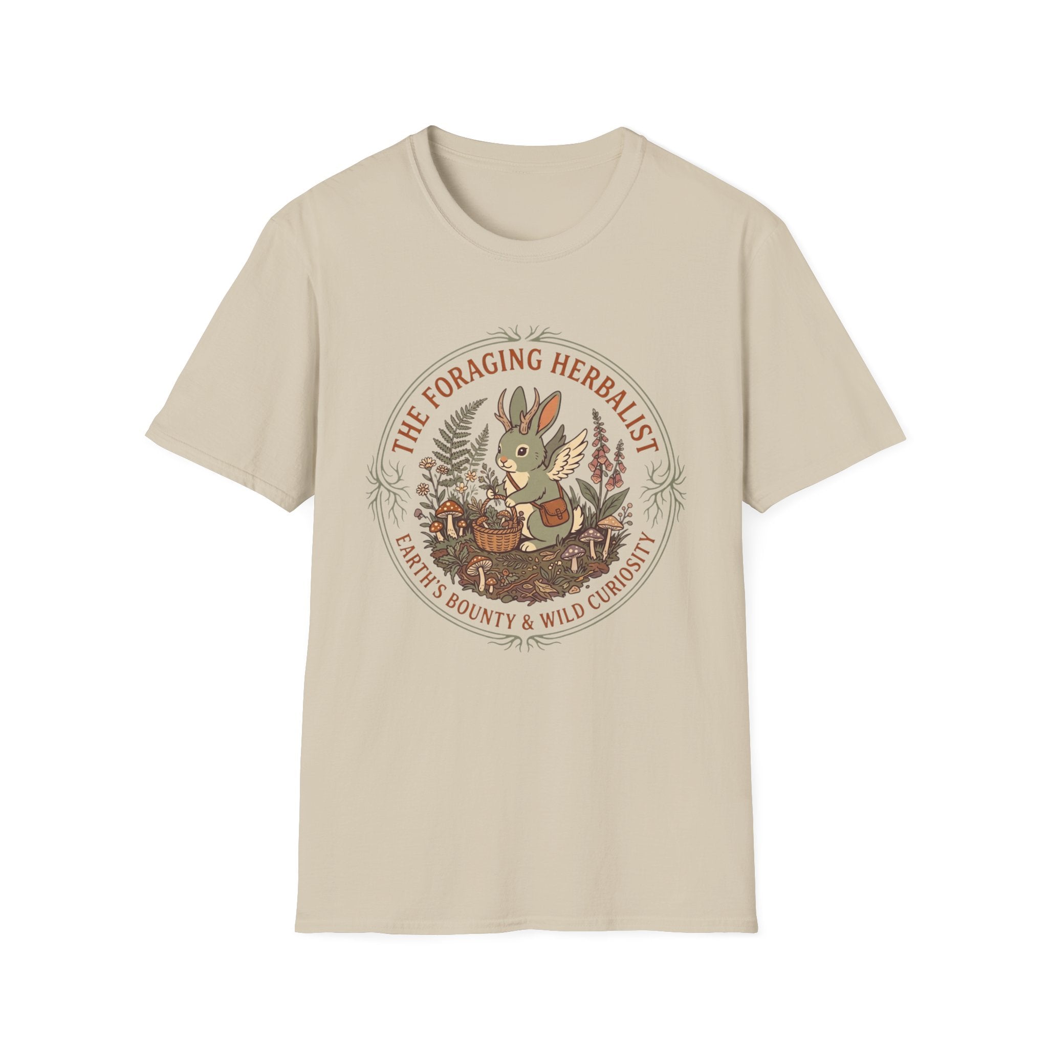 Foraging Herbalist T-Shirt — Cute Jackalope & Wildflower Nature Tee