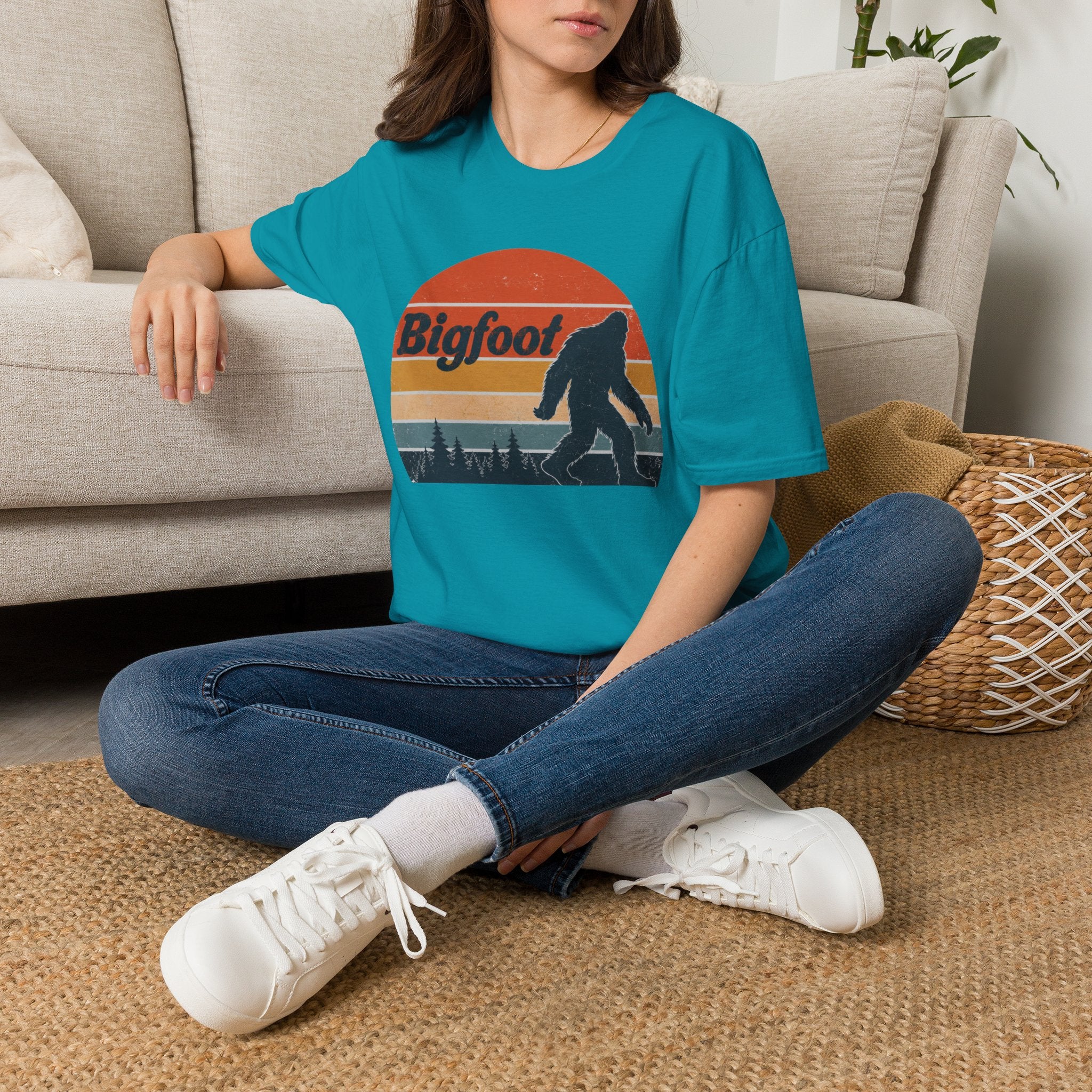 Bigfoot Retro Sunset T-Shirt - Sasquatch Vintage Graphic Tee