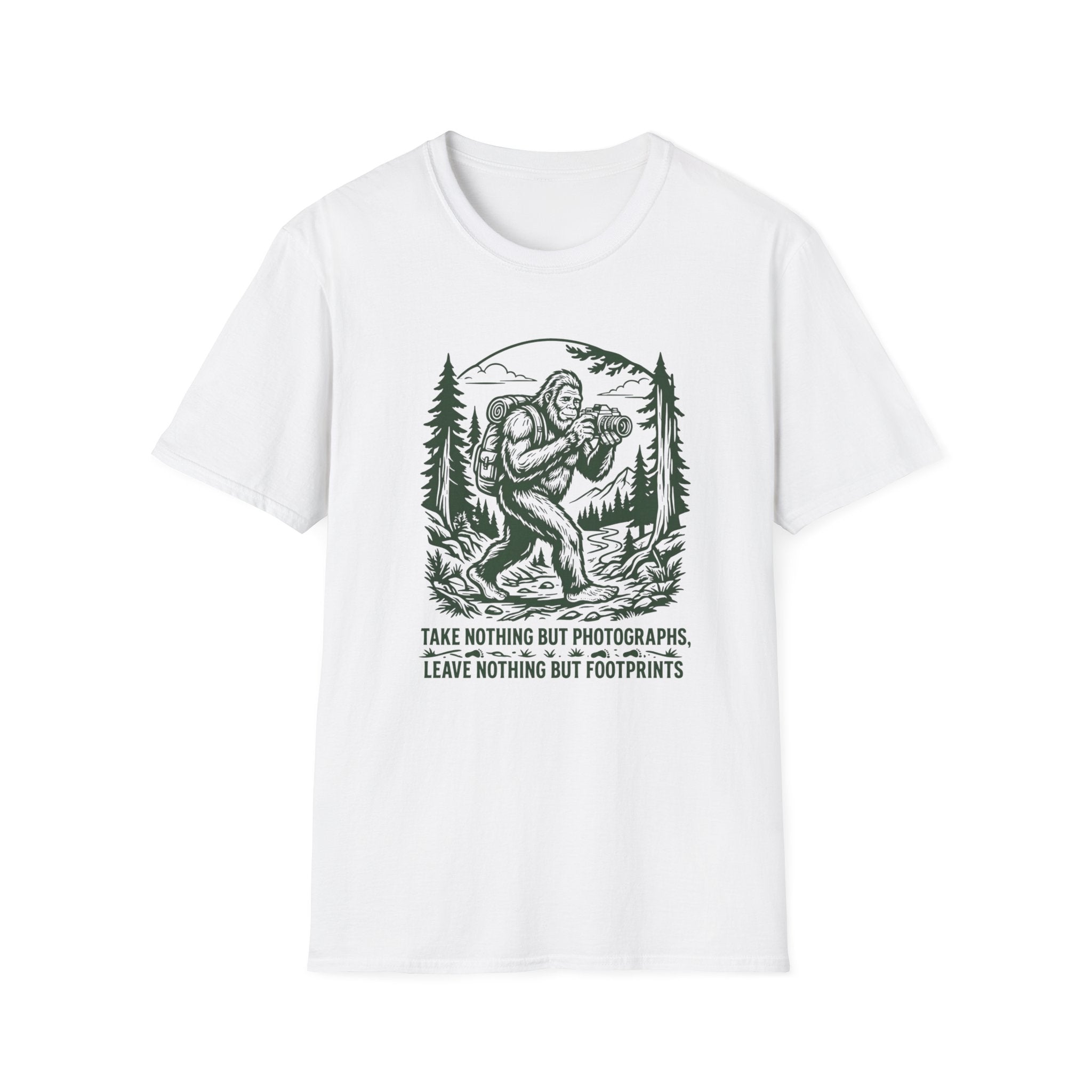 Sasquatch Photographer T-Shirt — “Take Nothing But Photographs” Outdoor Hiking Shirt