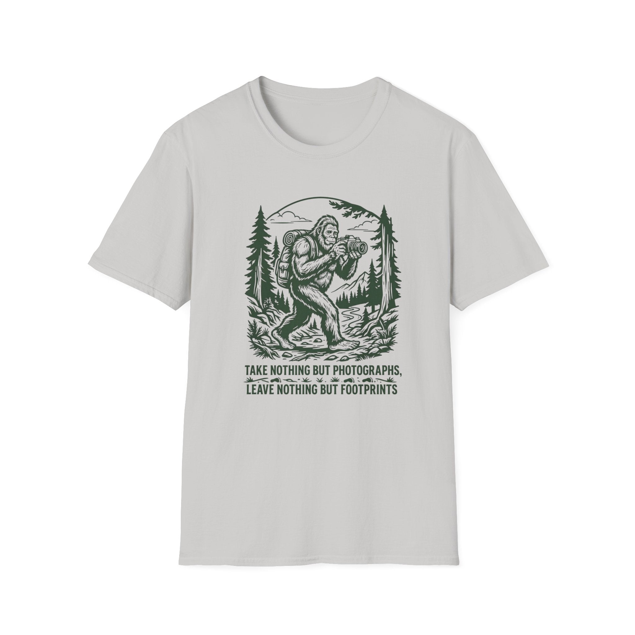 Sasquatch Photographer T-Shirt — “Take Nothing But Photographs” Outdoor Hiking Shirt