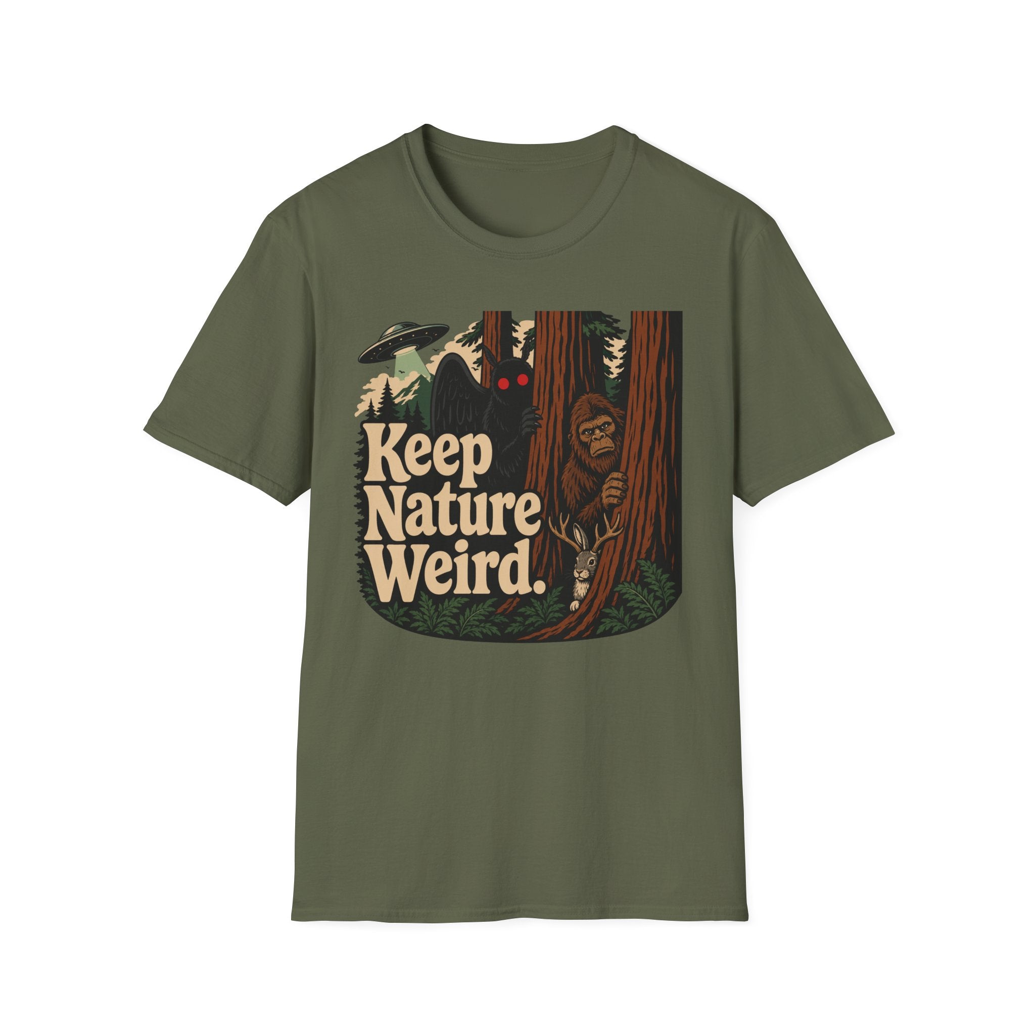Keep Nature Weird Cryptid T-Shirt - Bigfoot, Mothman, Jackalope, UFO