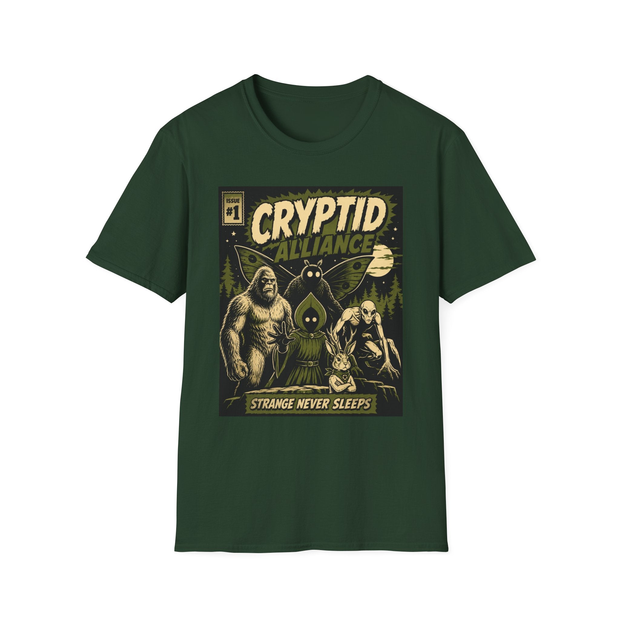 Cryptid Alliance T‑Shirt — Vintage Monster Comic Tee Bigfoot Mothman