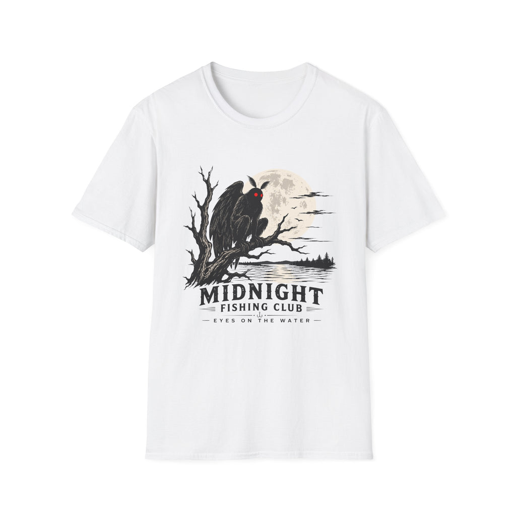 Midnight Fishing Club T-Shirt — Gothic Mothman Moon Graphic Tee