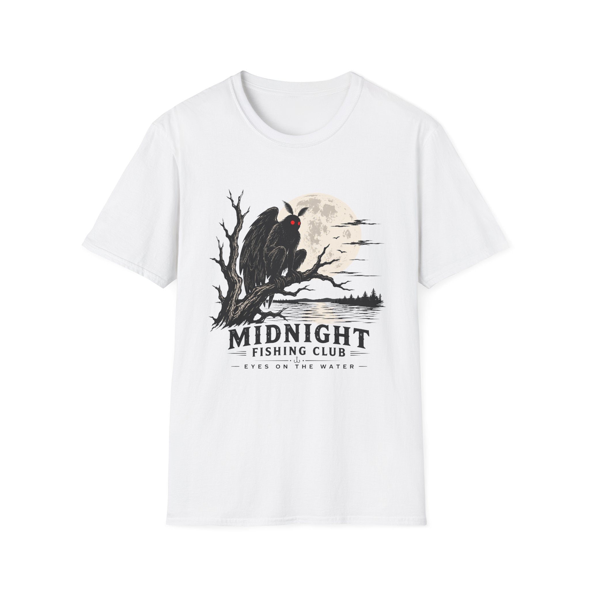 Midnight Fishing Club T-Shirt — Gothic Mothman Moon Graphic Tee