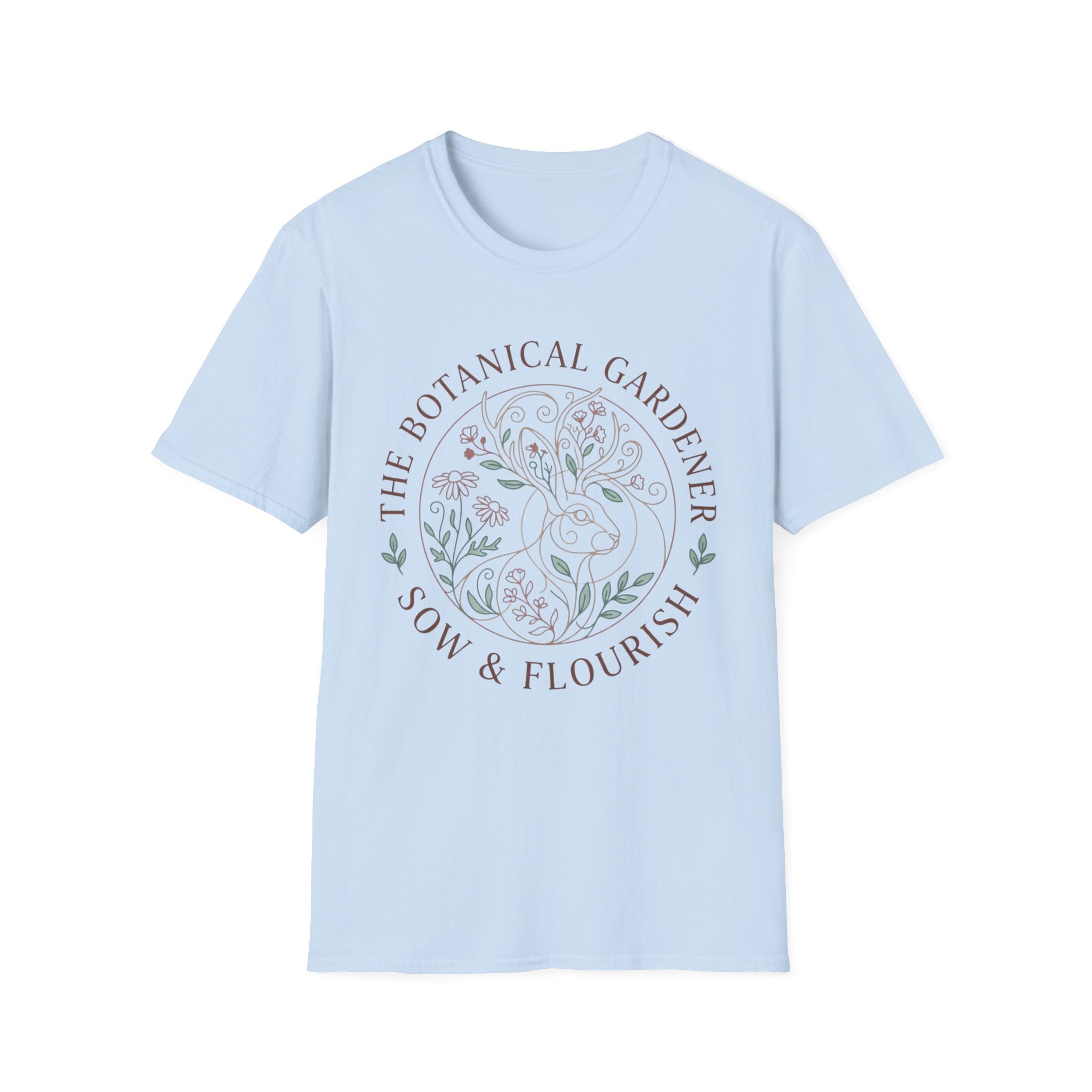 Cottagecore Jackalope T-Shirt — 'The Botanical Gardener: Sow & Flourish' Floral Tee