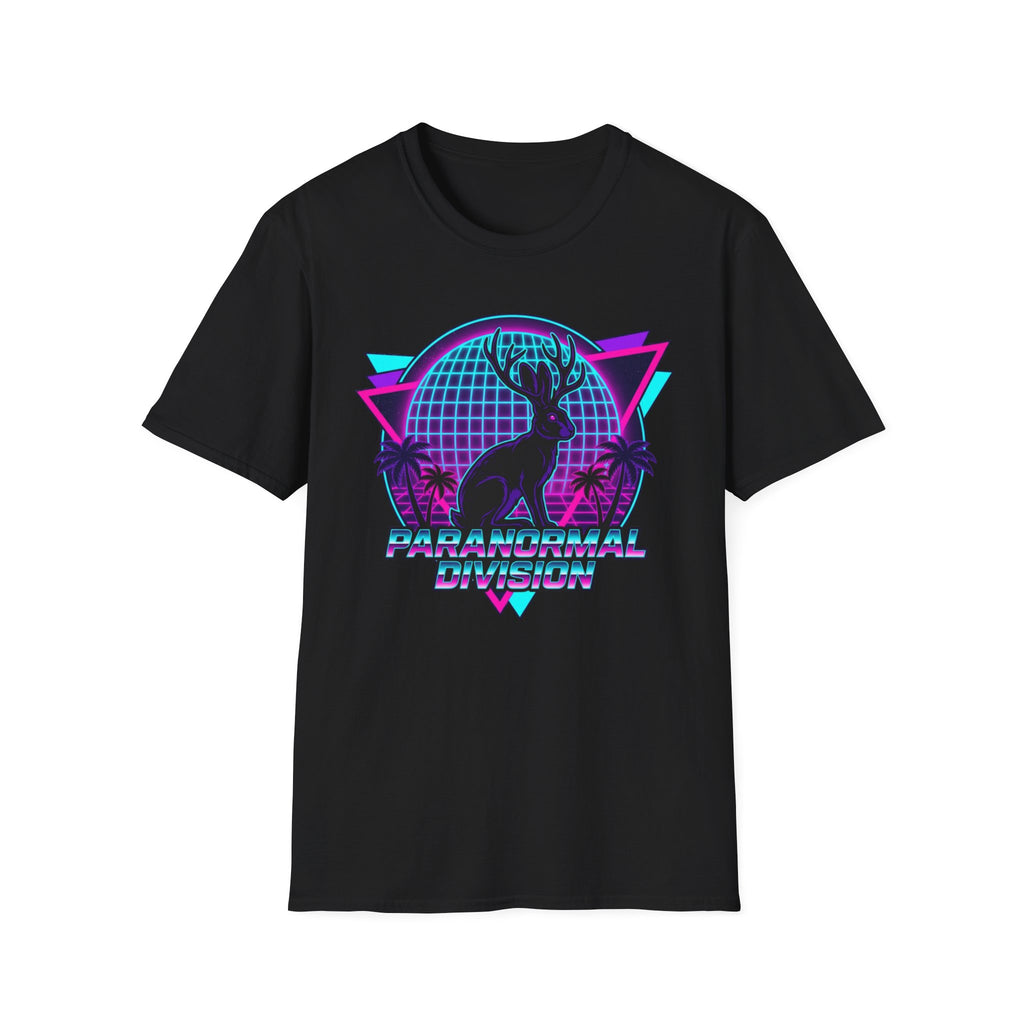 Retro Neon Jackalope T-Shirt — Paranormal Division Vaporwave Tee