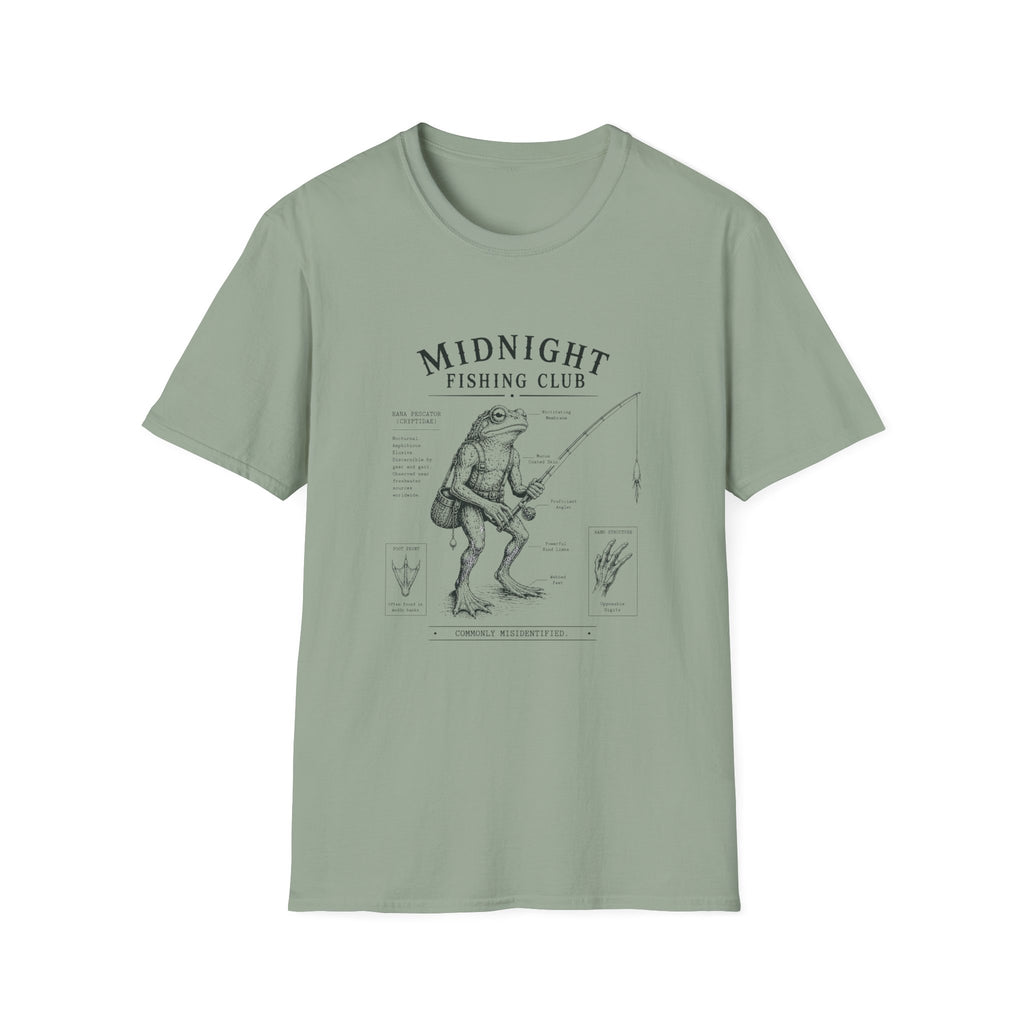 Midnight Fishing Club T-Shirt — Vintage Frog Man Angler Graphic Tee
