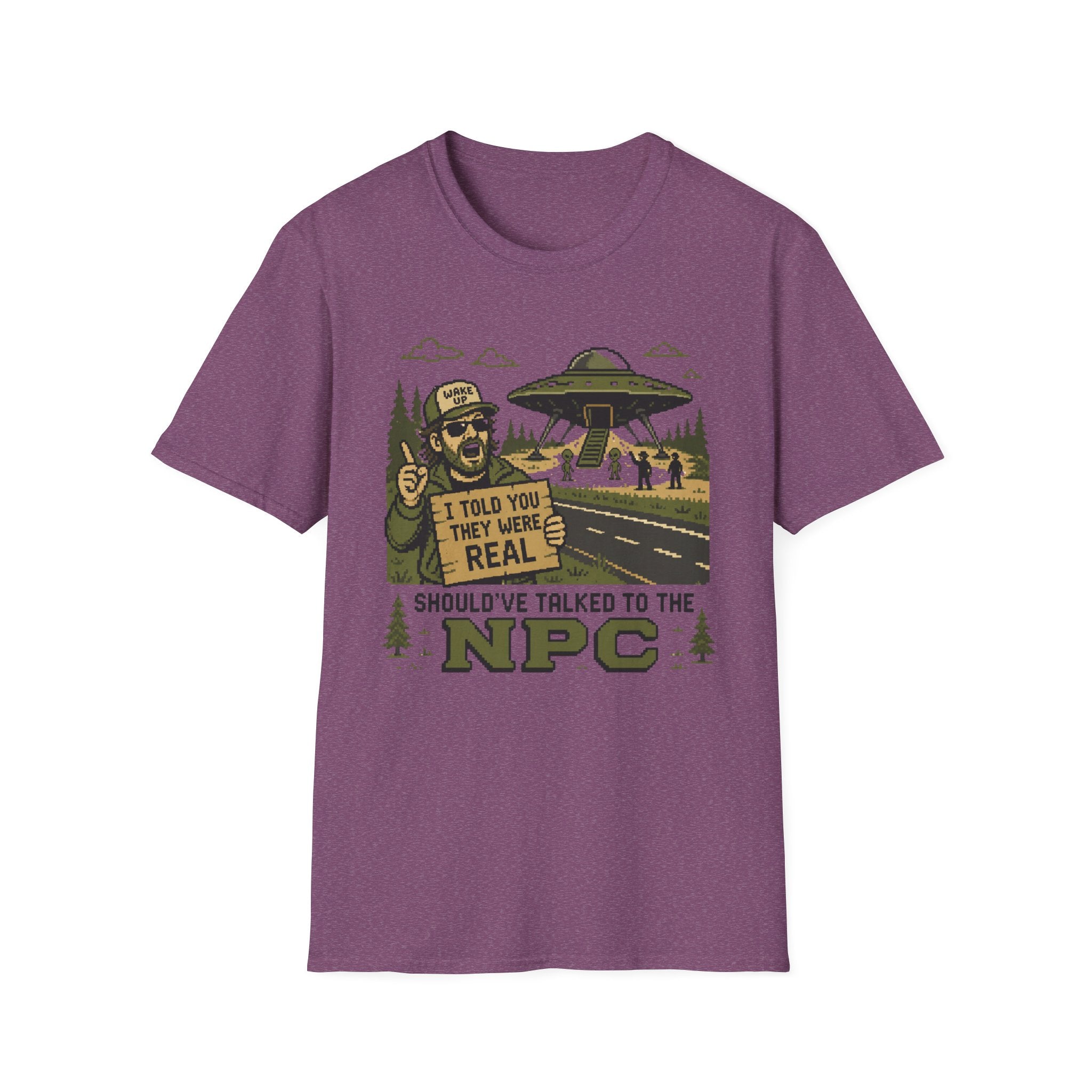 Alien Abduction T‑Shirt — “I Told You They Were Real” NPC Vintage 8-Bit Graphic Tee