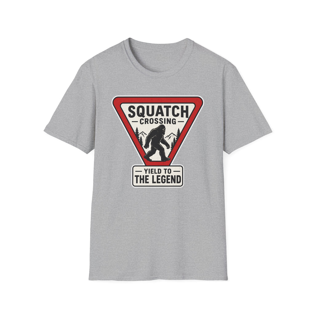Squatch Crossing T‑Shirt — Sasquatch / Bigfoot Novelty Tee