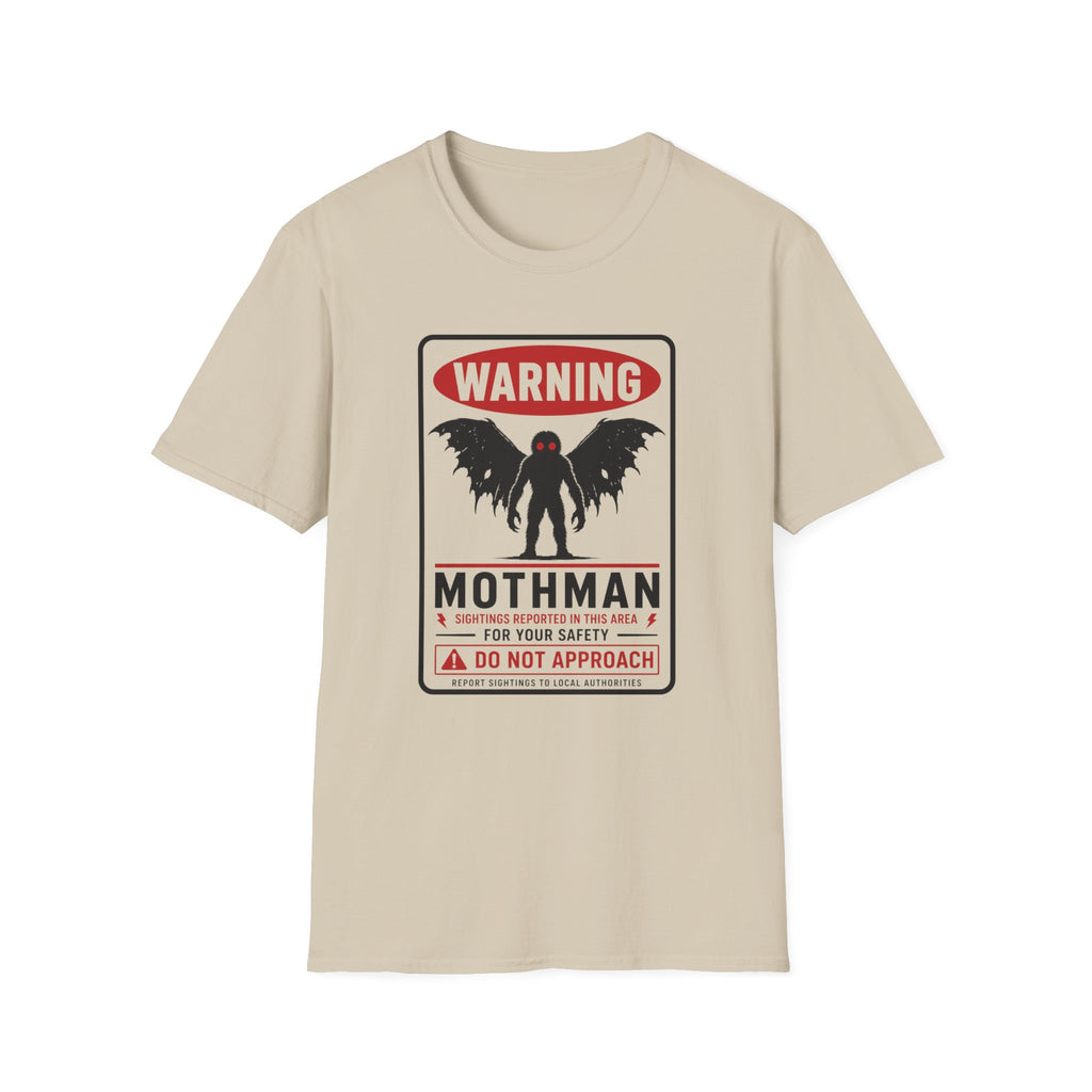 Warning: Mothman T-Shirt — Vintage Cryptid Warning Sign Tee