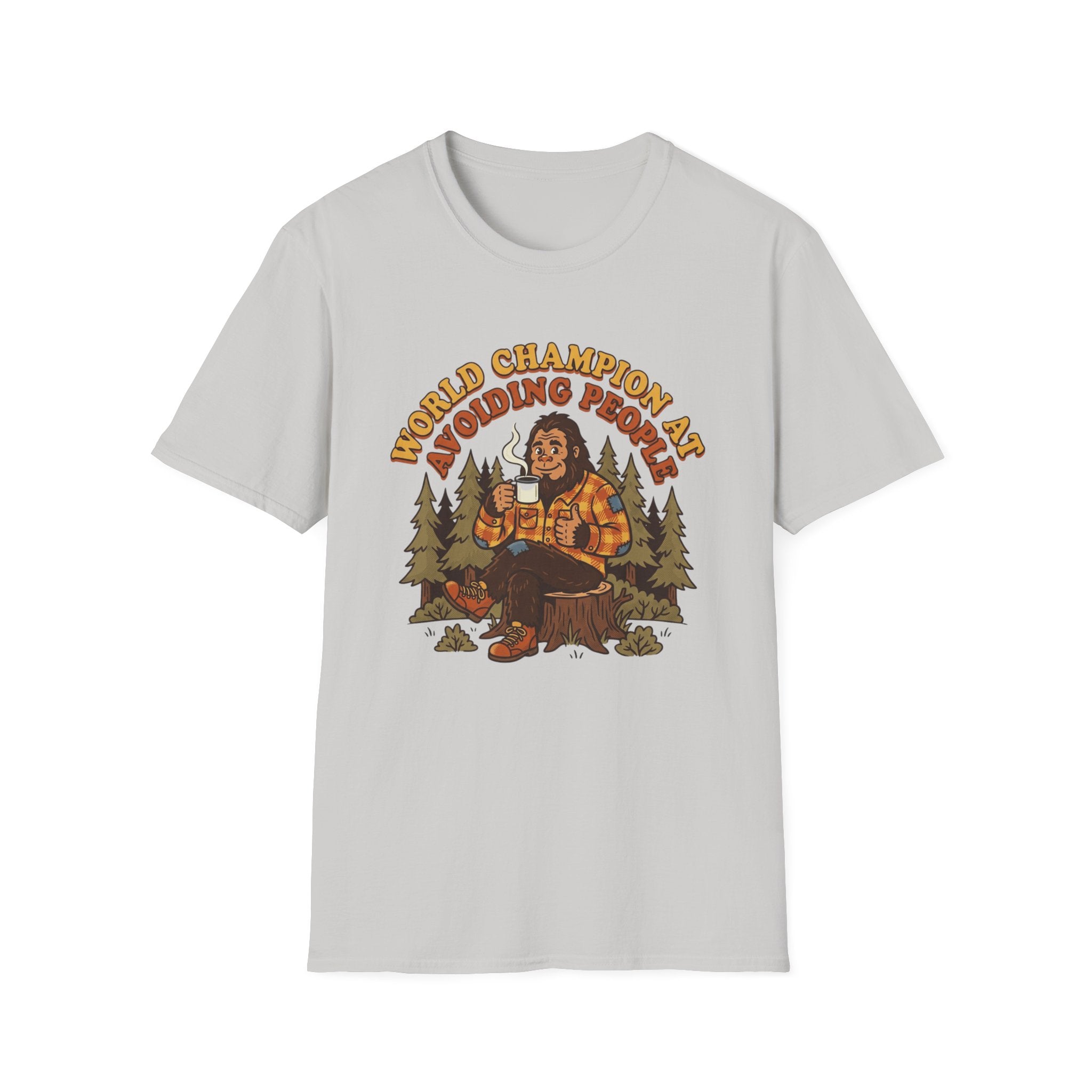 World Champion At Avoiding People T-Shirt — Funny Introvert Bigfoot Graphic Tee