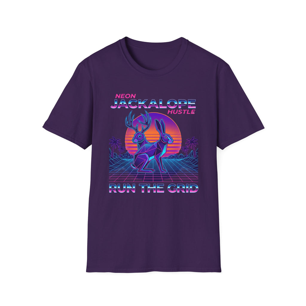 Neon Jackalope T-Shirt - Hustle "Run the Grid" Retro Vaporwave Tee