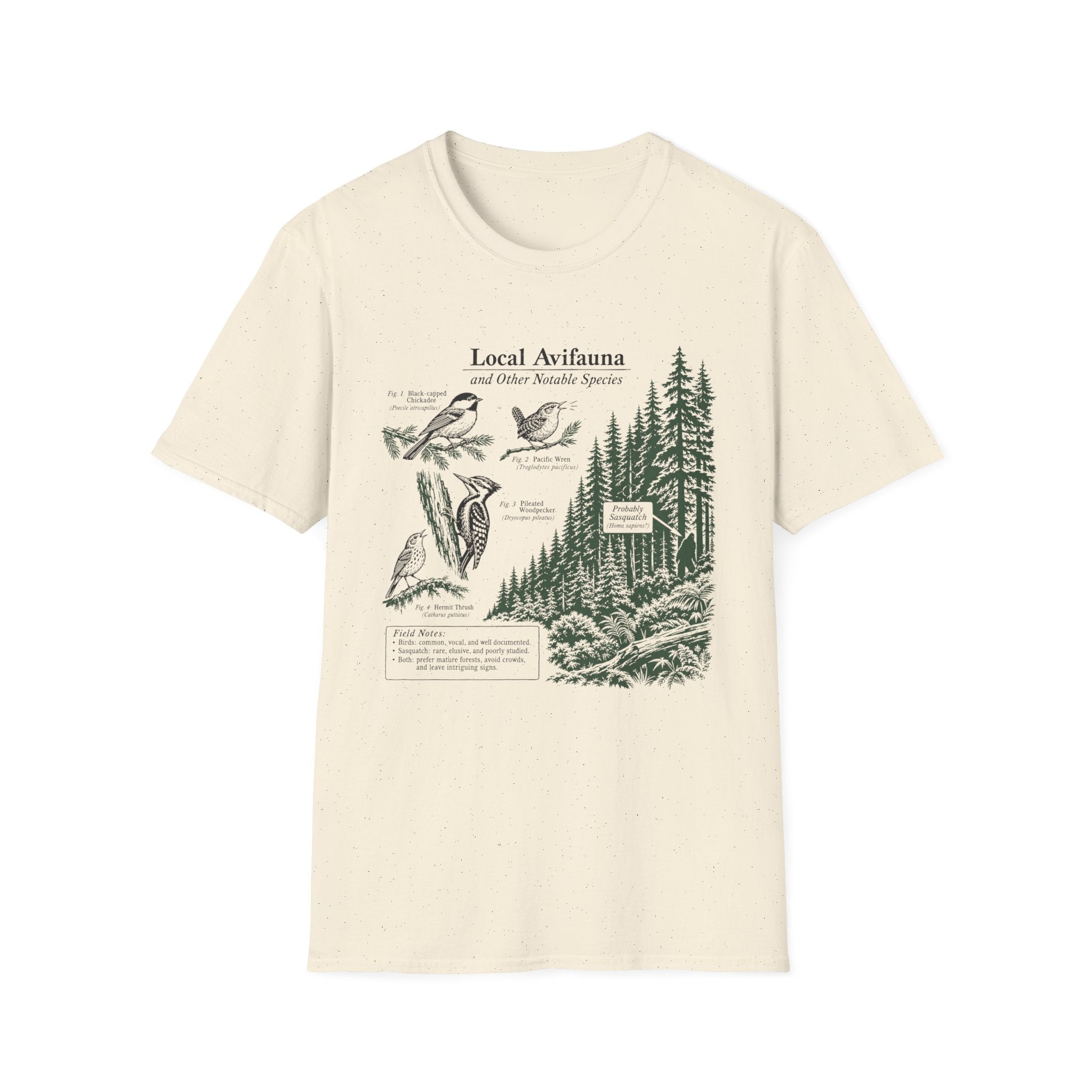 Local Avifauna T-Shirt — Vintage Bird & Forest Illustration Tee