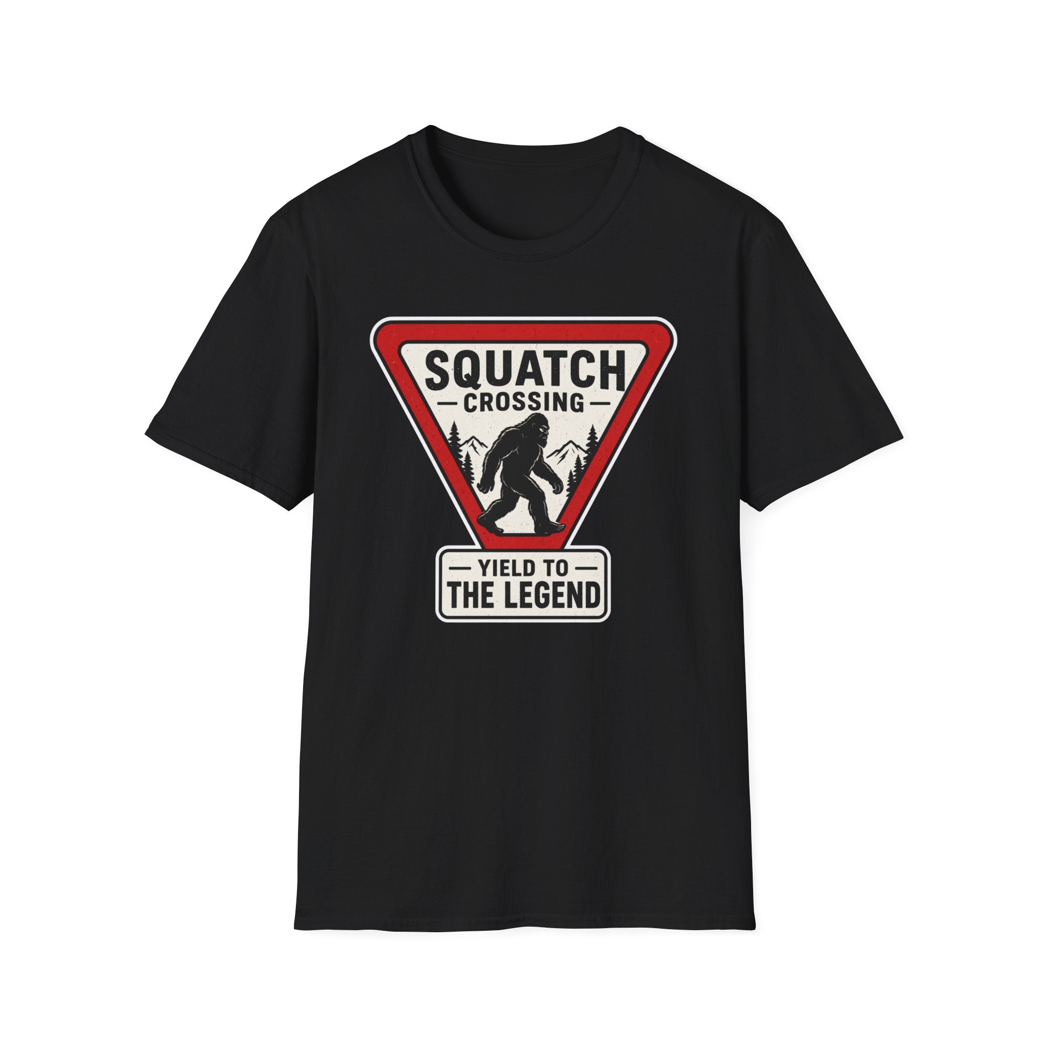 Squatch Crossing T‑Shirt — Sasquatch / Bigfoot Novelty Tee