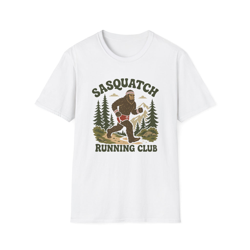 Sasquatch Running Club T-Shirt — Retro 70s Bigfoot Forest Graphic Tee