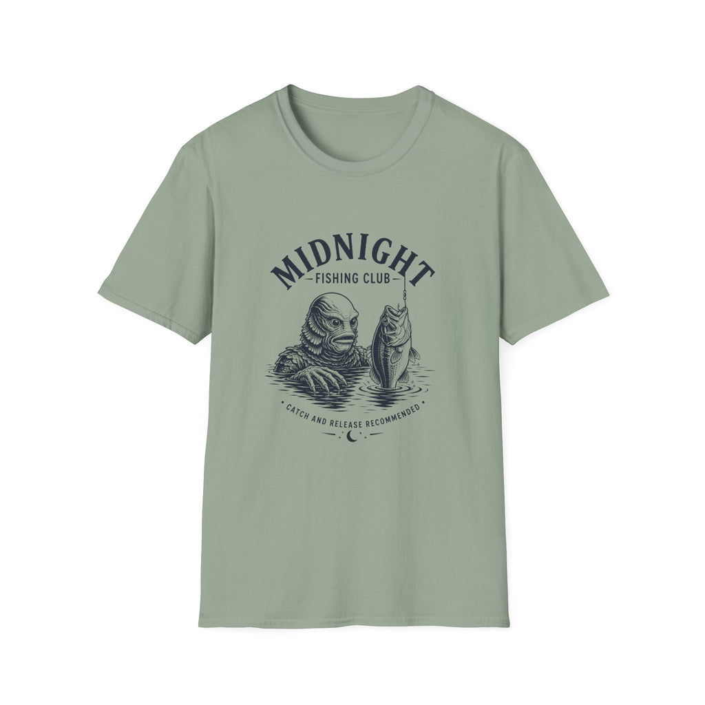 Midnight Fishing Club T-Shirt — Vintage Lake Monster Graphic Tee