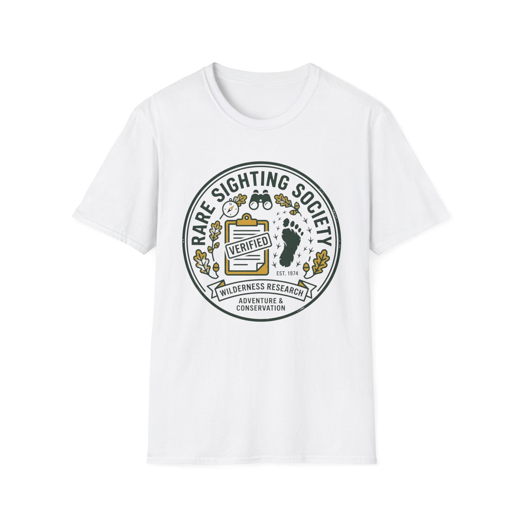 Rare Sighting Society T-Shirt — "Verified" Bigfoot Conservation Badge