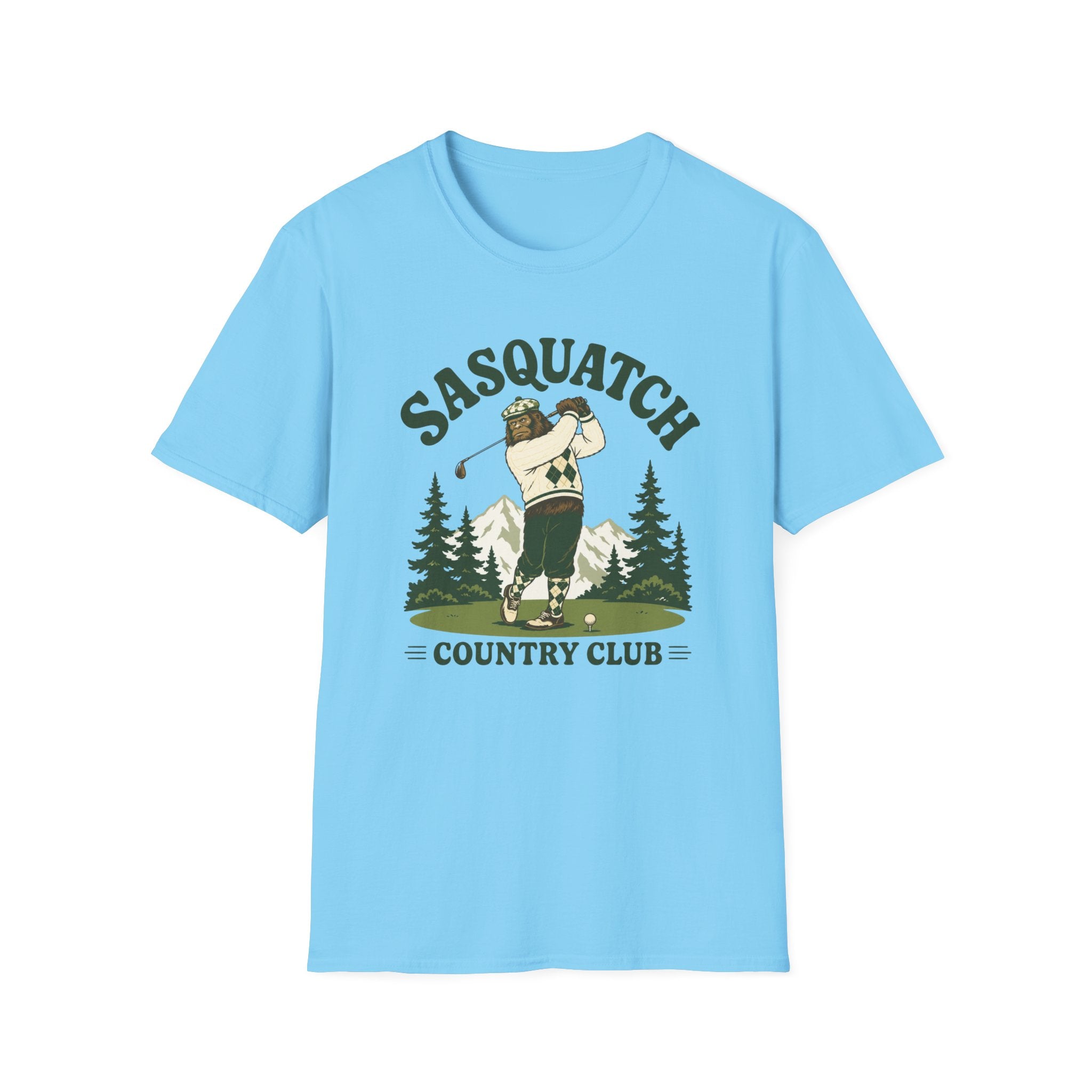 Sasquatch Country Club Golf T-Shirt — Retro 70s Woodland Golfer Tee