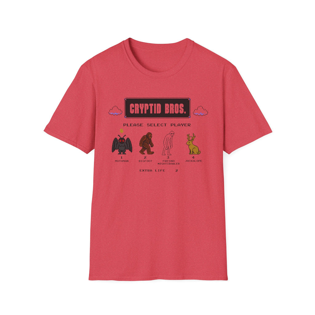 Cryptid Bros T-Shirt — "Please Select Player" Retro Game Cryptids Tee