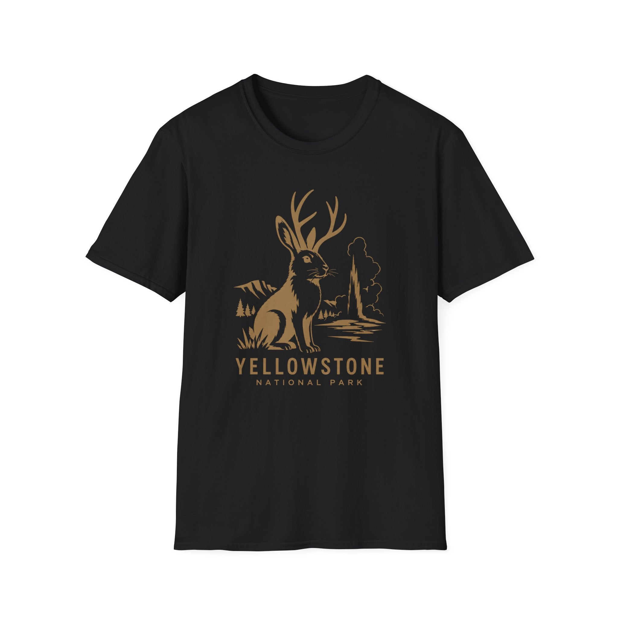 Yellowstone Jackalope T-Shirt — Rustic National Park Wildlife Tee