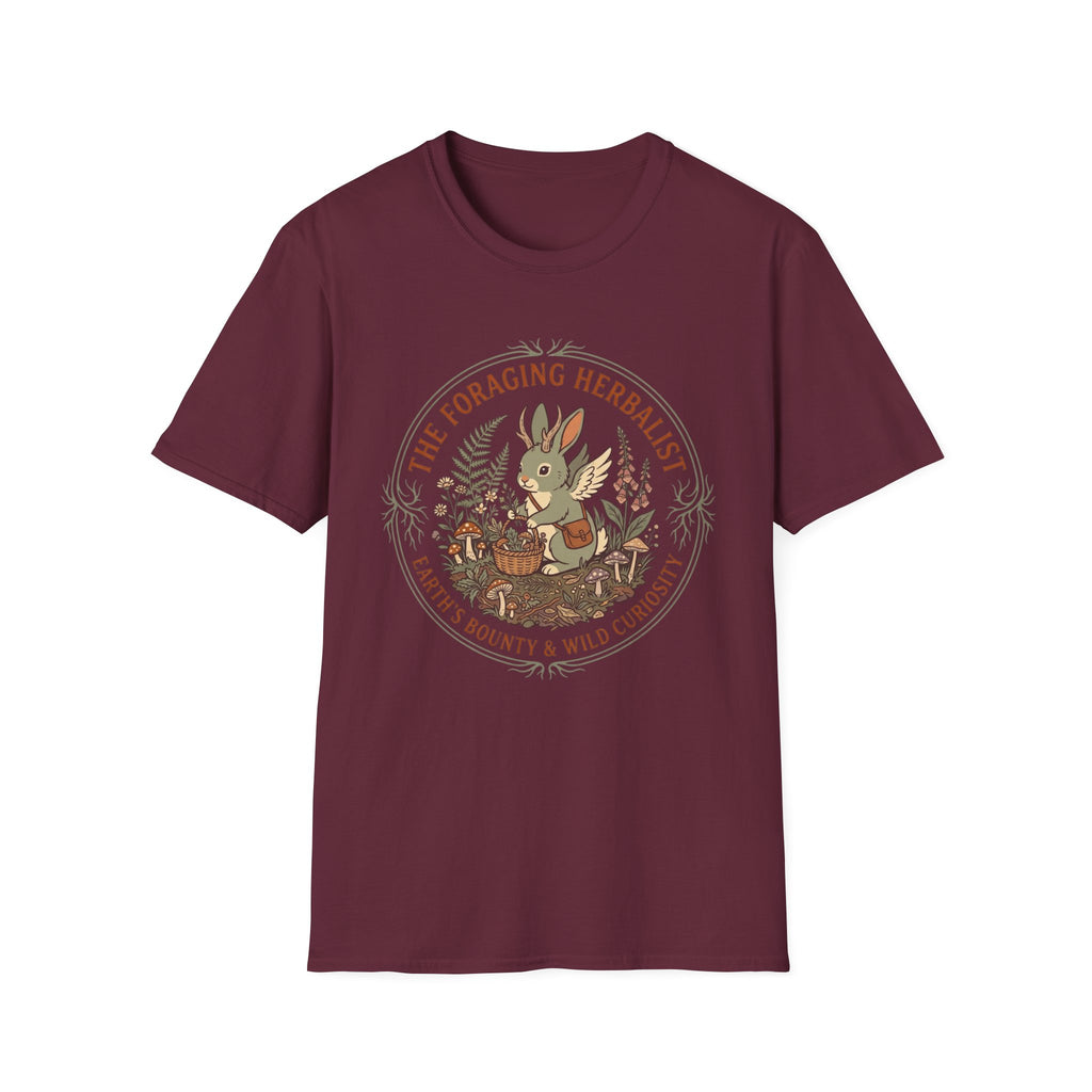 Foraging Herbalist T-Shirt — Cute Jackalope & Wildflower Nature Tee