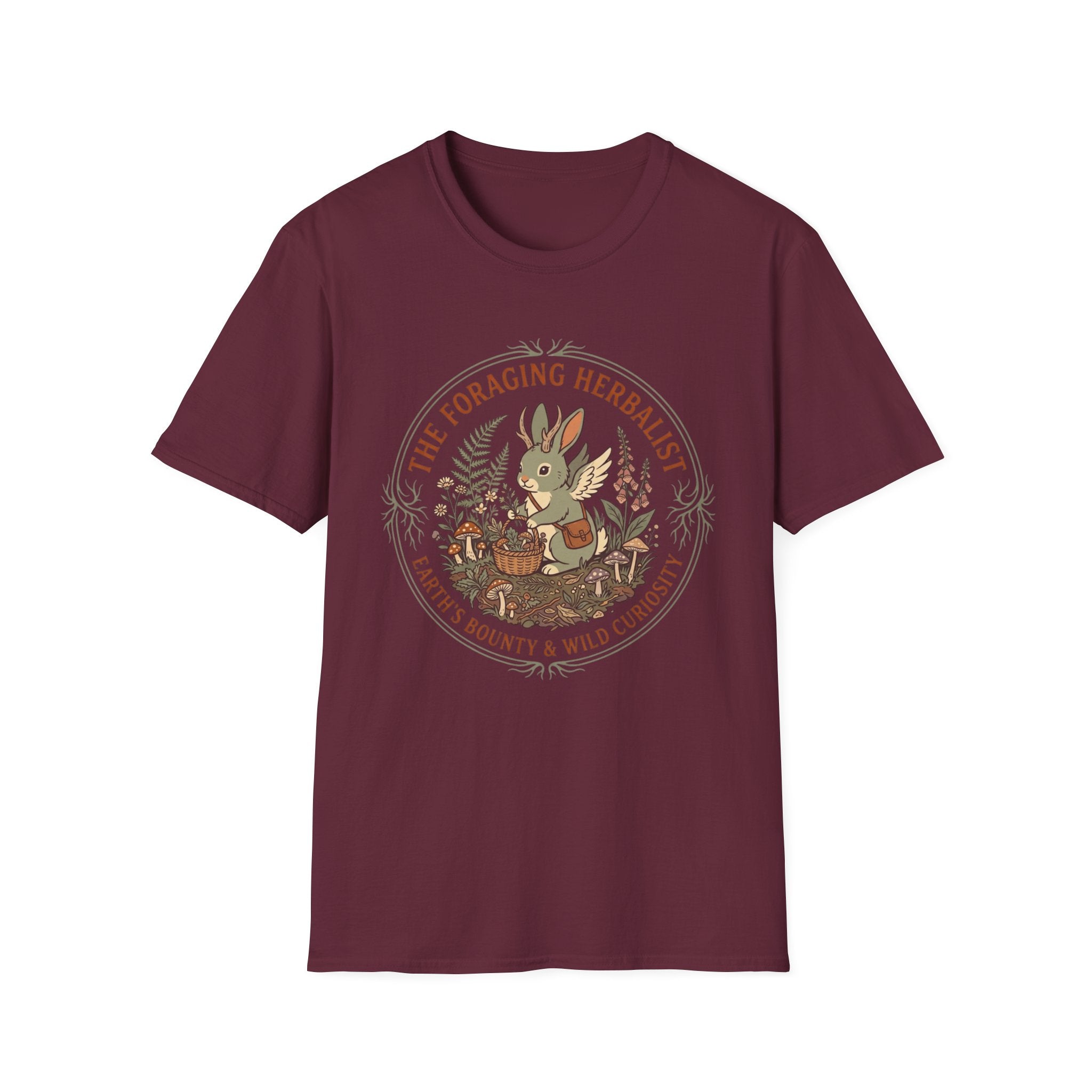Foraging Herbalist T-Shirt — Cute Jackalope & Wildflower Nature Tee