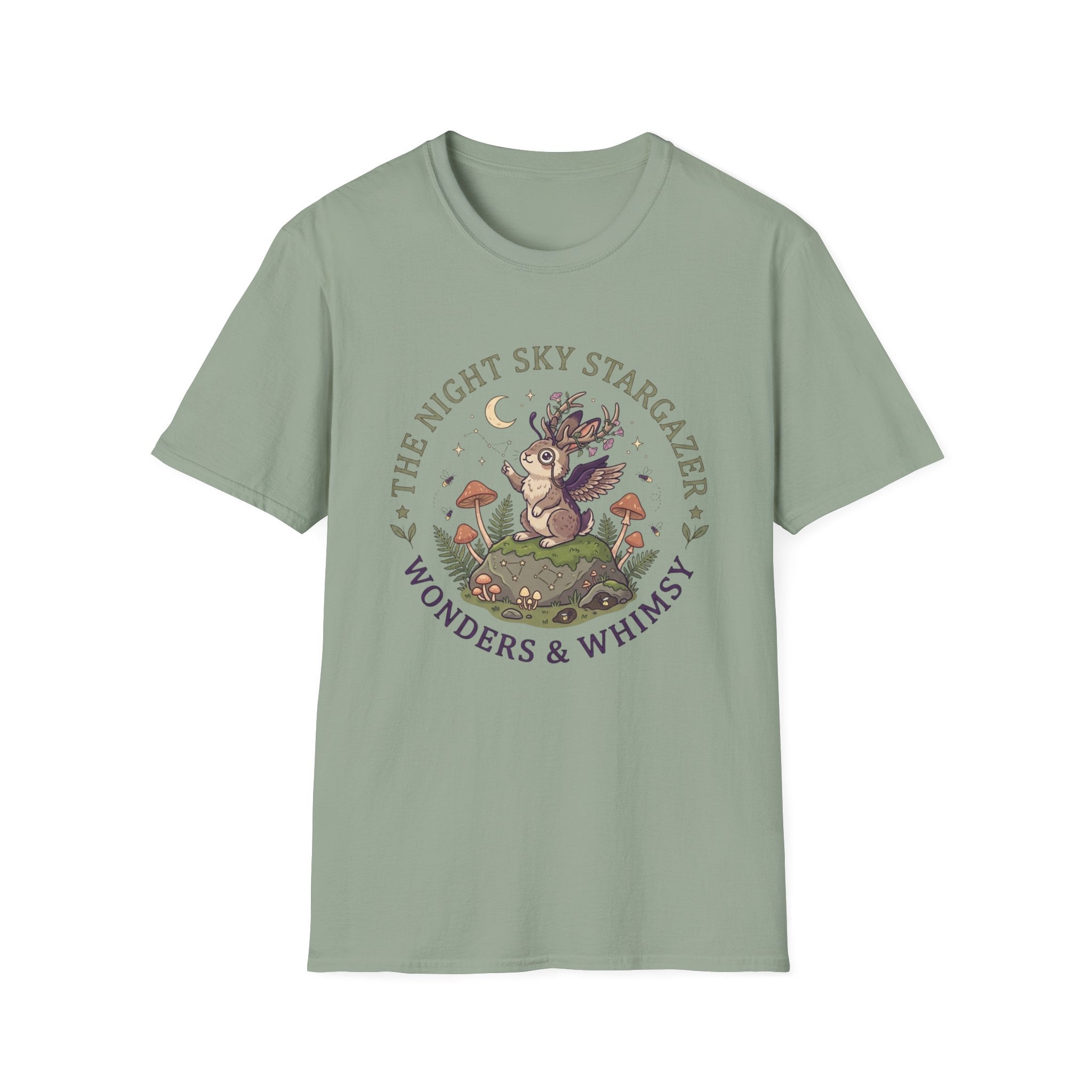 Cottagecore Woodland Jackalope T‑Shirt — “The Night Sky Stargazer” Cute Nature Tee
