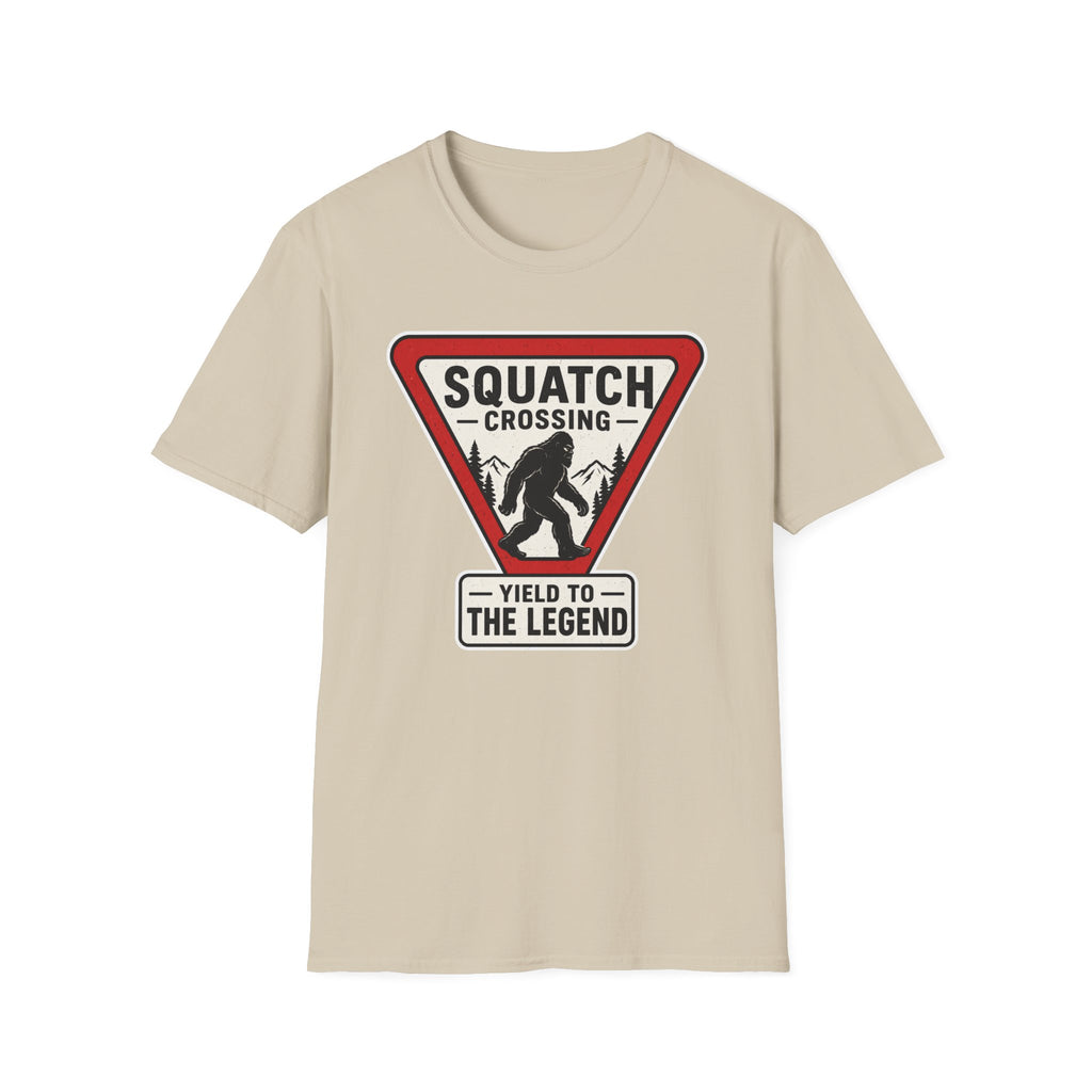 Squatch Crossing T‑Shirt — Sasquatch / Bigfoot Novelty Tee