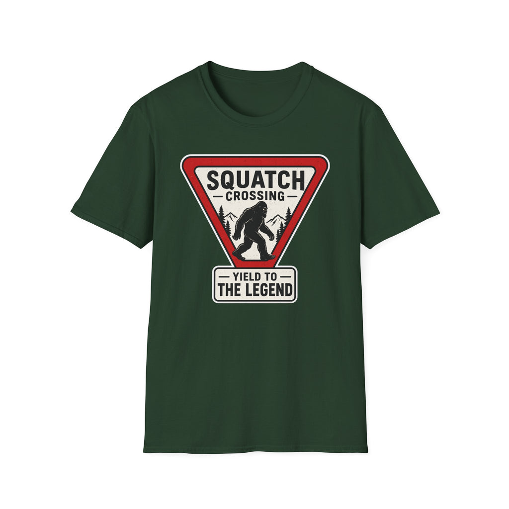 Squatch Crossing T‑Shirt — Sasquatch / Bigfoot Novelty Tee