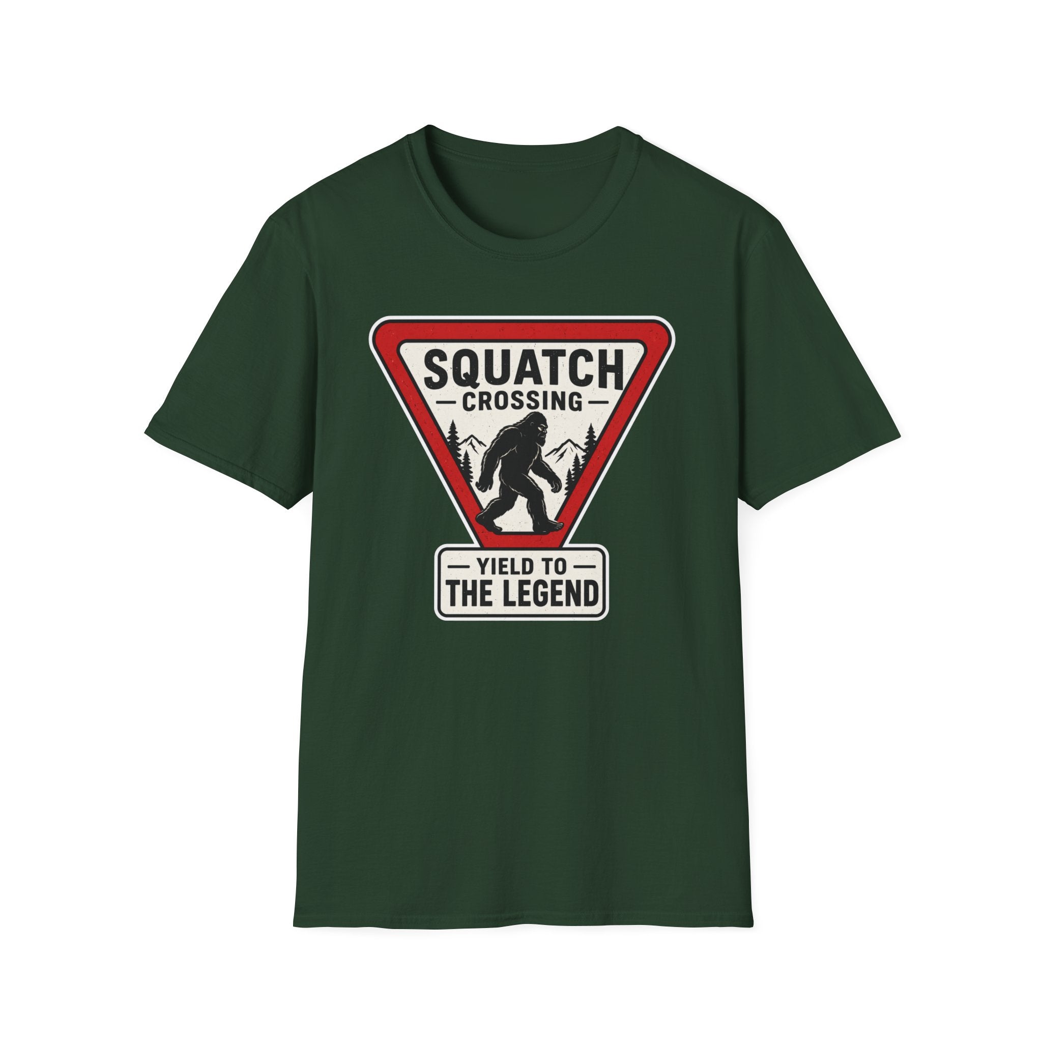 Squatch Crossing T‑Shirt — Sasquatch / Bigfoot Novelty Tee