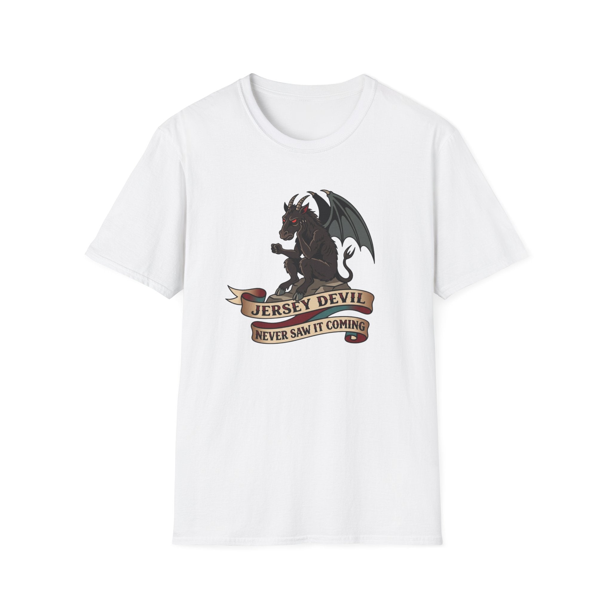 Jersey Devil Graphic T-Shirt — 'Never Saw It Coming' Mythical Creature Tee