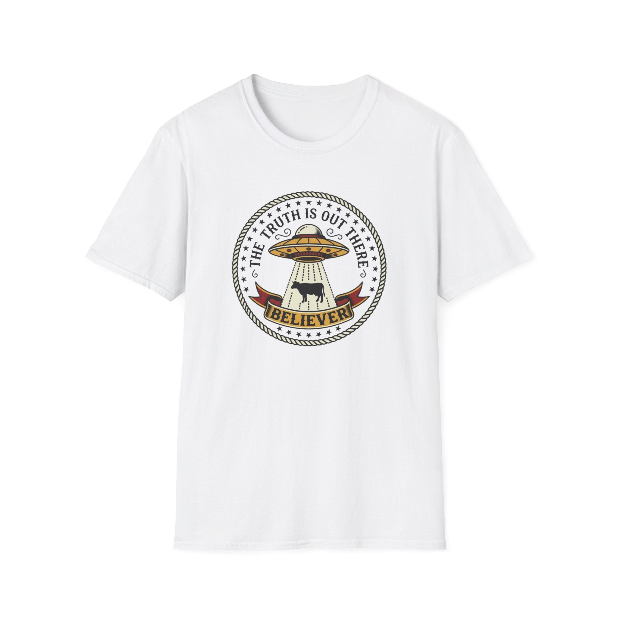 UFO Believer T-Shirt — "The Truth Is Out There" Alien Abduction American Tradition Tattoo Design