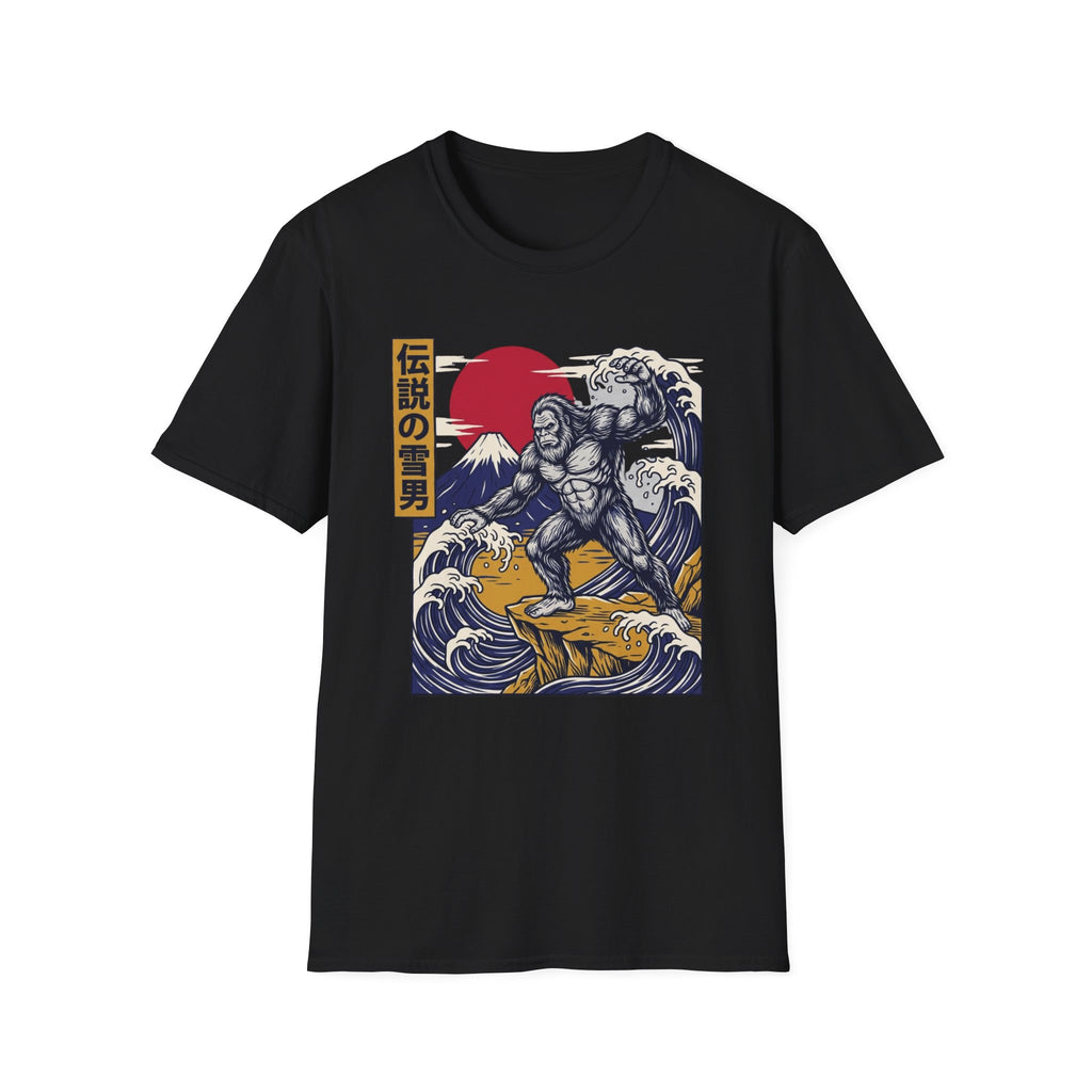 Yeti Wave T-Shirt — Japanese Ukiyo-e Snowman Graphic Tee (伝説の雪男)