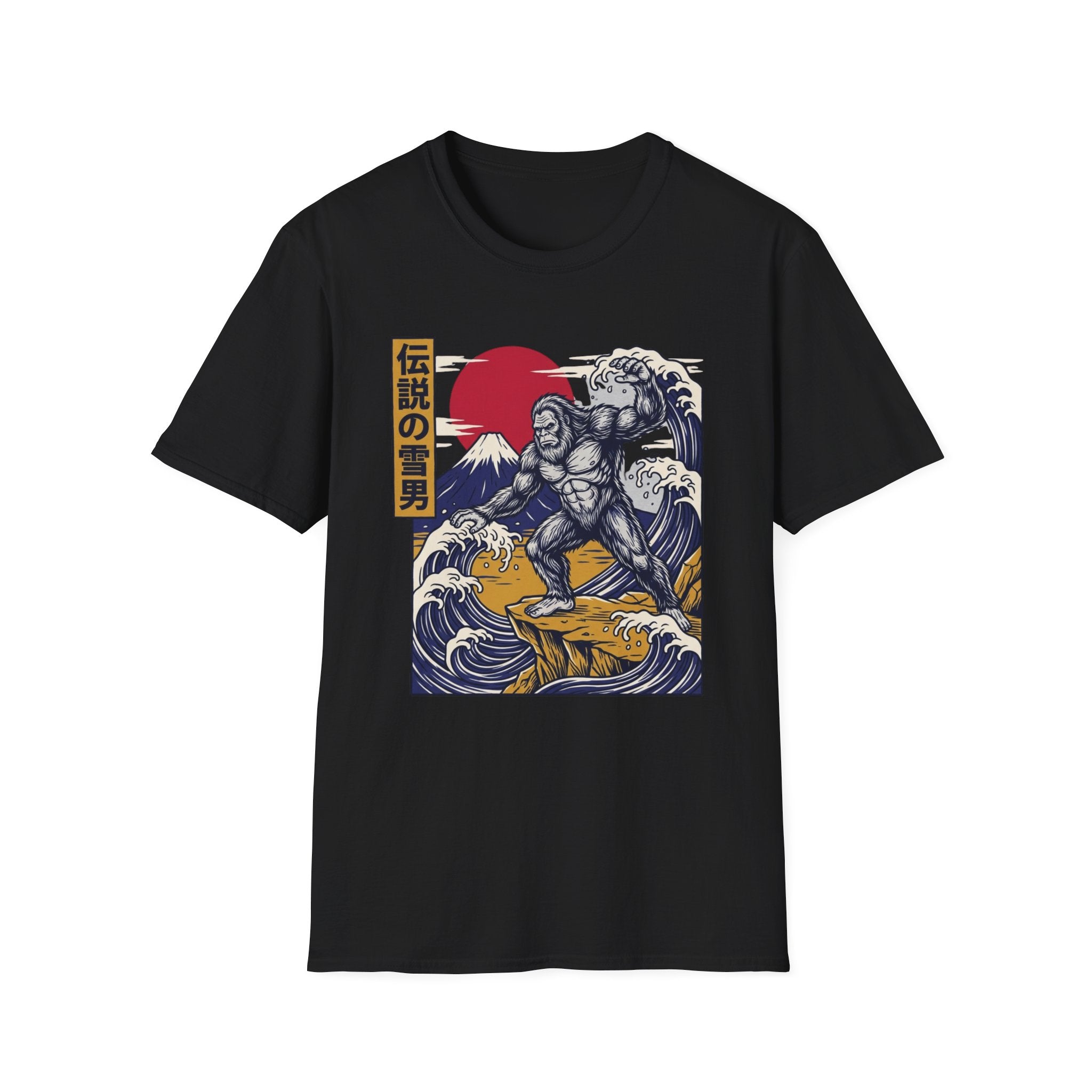 Yeti Wave T-Shirt — Japanese Ukiyo-e Snowman Graphic Tee (伝説の雪男)