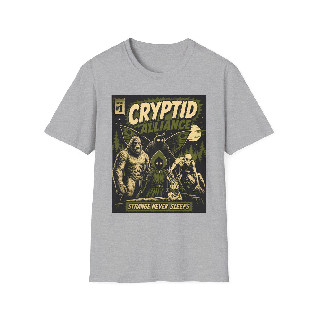 Cryptid Alliance T‑Shirt — Vintage Monster Comic Tee Bigfoot Mothman