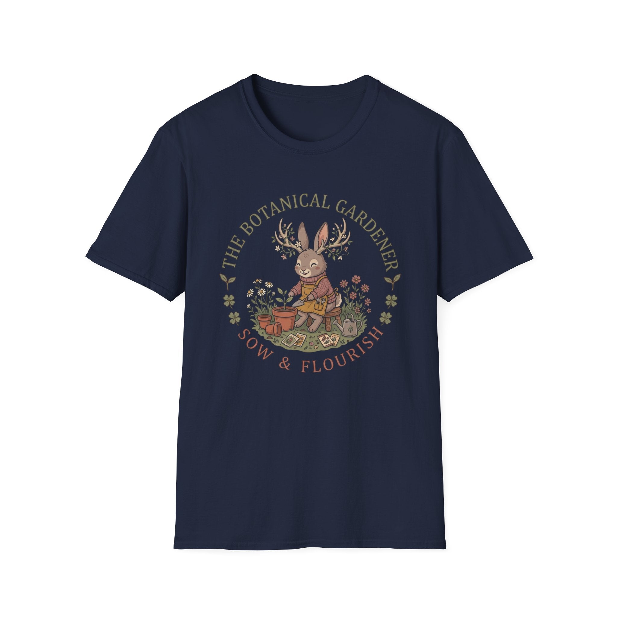 Botanical Gardener Jackalope T-Shirt — Cozy Cottagecore Floral Graphic Tee
