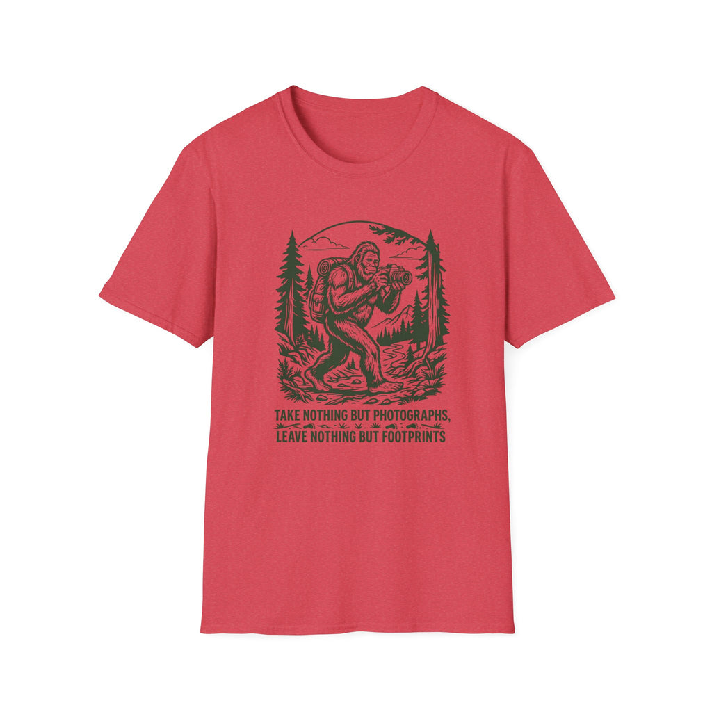Sasquatch Photographer T-Shirt — “Take Nothing But Photographs” Outdoor Hiking Shirt