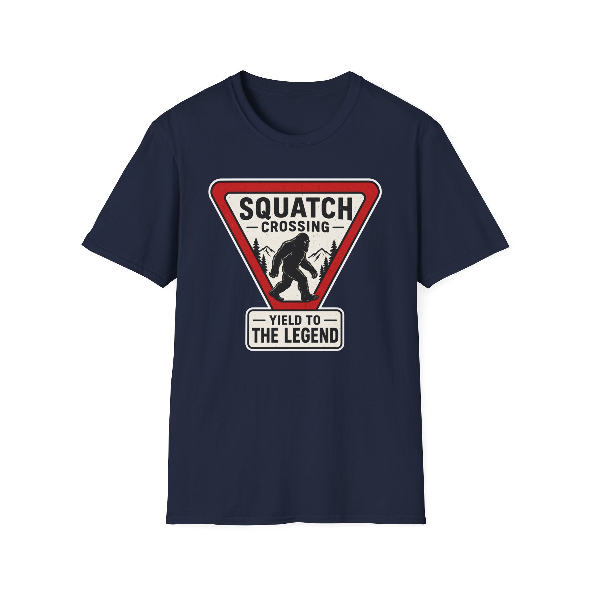 Squatch Crossing T‑Shirt — Sasquatch / Bigfoot Novelty Tee